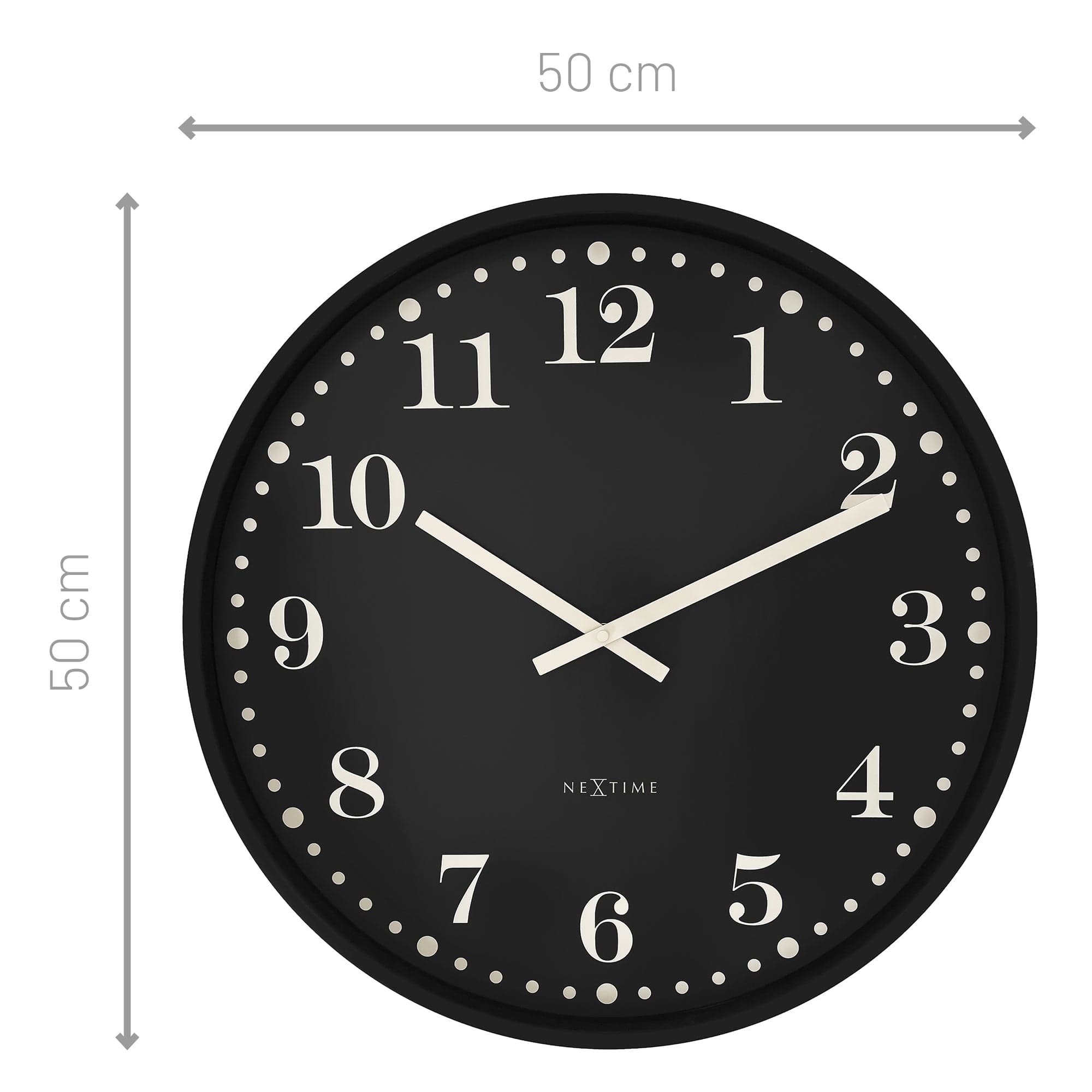 Wall clock 50cm-Silent-Black/White-Plastic-NeXtime 'Dickens Large' - Goat Corp