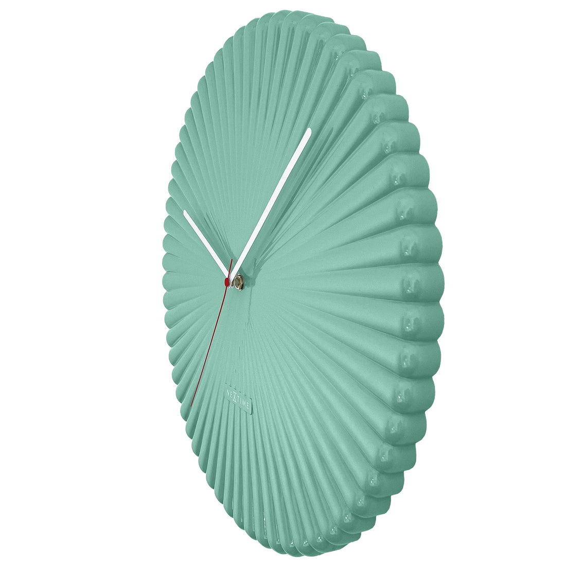 Wall clock 40cm-Silent-White/Green-Polyresin-NeXtime 'Mousse' - Goat Corp