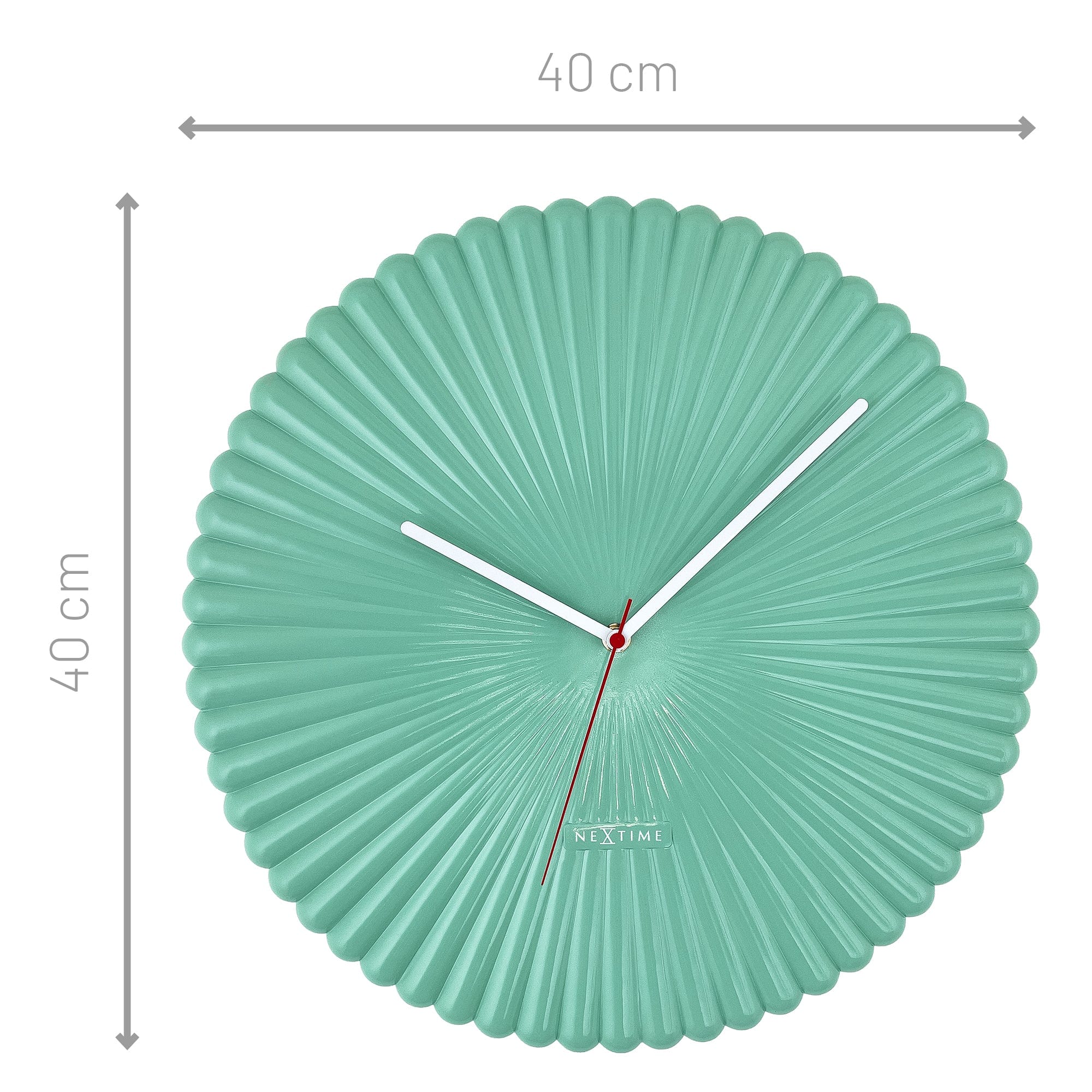 Wall clock 40cm-Silent-White/Green-Polyresin-NeXtime 'Mousse' - Goat Corp