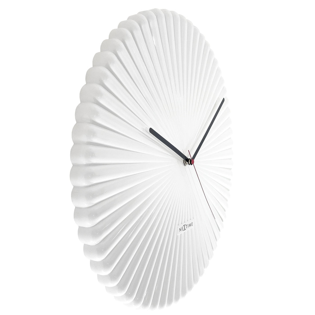 Wall clock 40cm-Silent-White/Green-Polyresin-NeXtime 'Mousse' - Goat Corp
