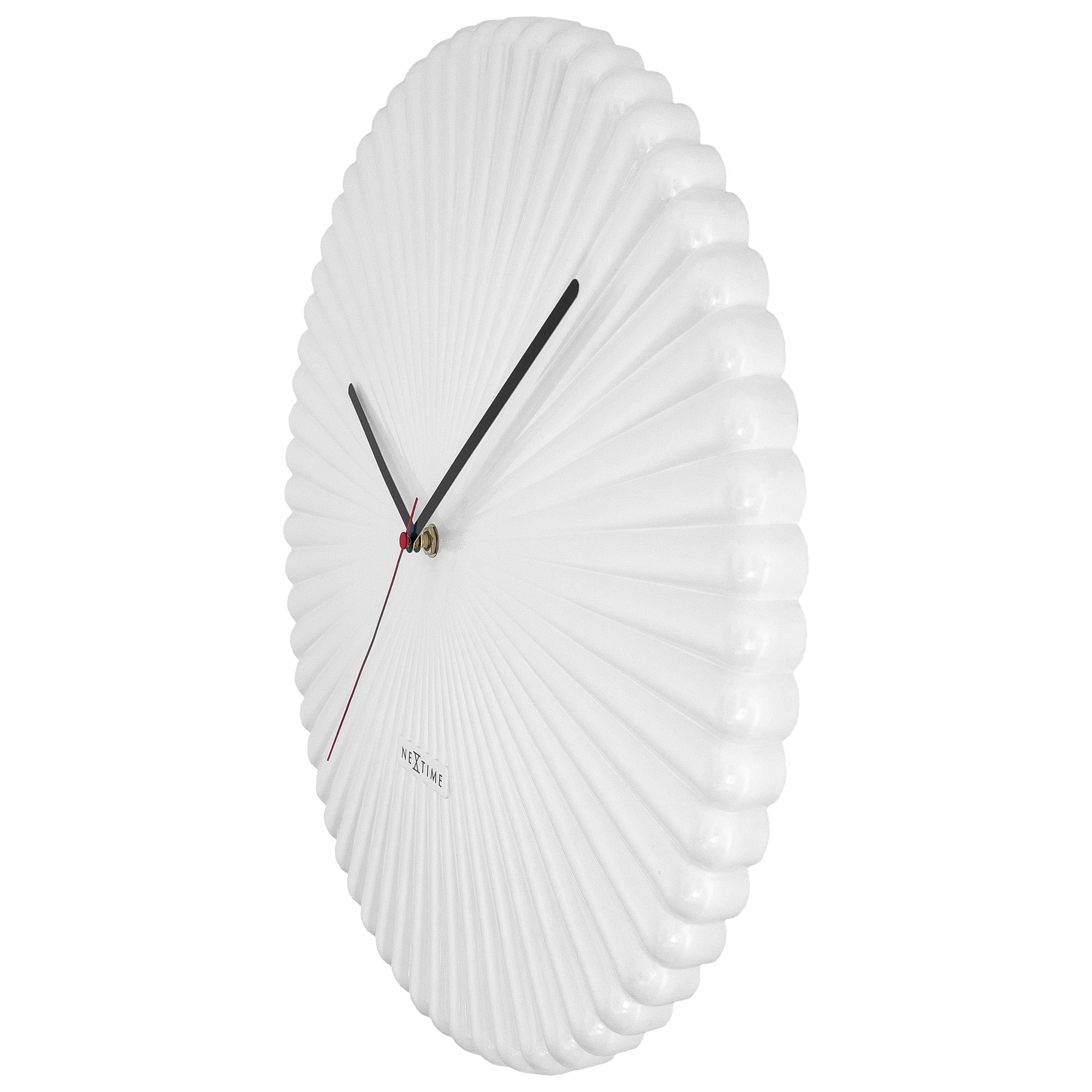 Wall clock 40cm-Silent-White/Green-Polyresin-NeXtime 'Mousse' - Goat Corp