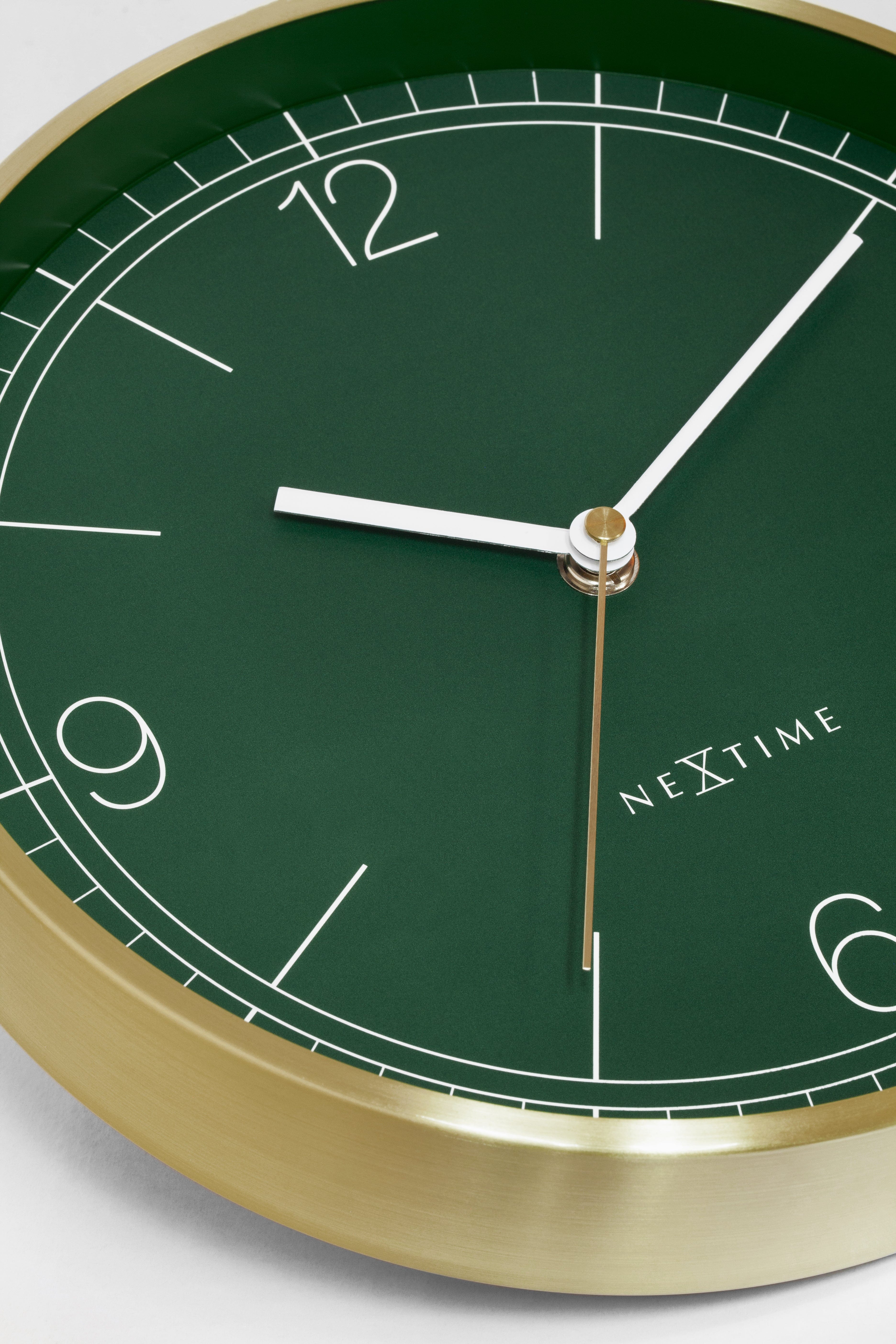 Wall clock 25cm-Silent-Green/Turquoise/White/Black-Metal-NeXtime 'Bolero' - Goat Corp