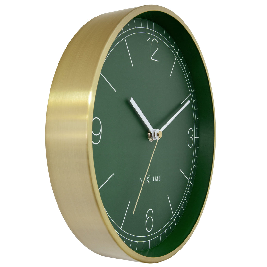Wall clock 25cm-Silent-Green/Turquoise/White/Black-Metal-NeXtime 'Bolero' - Goat Corp
