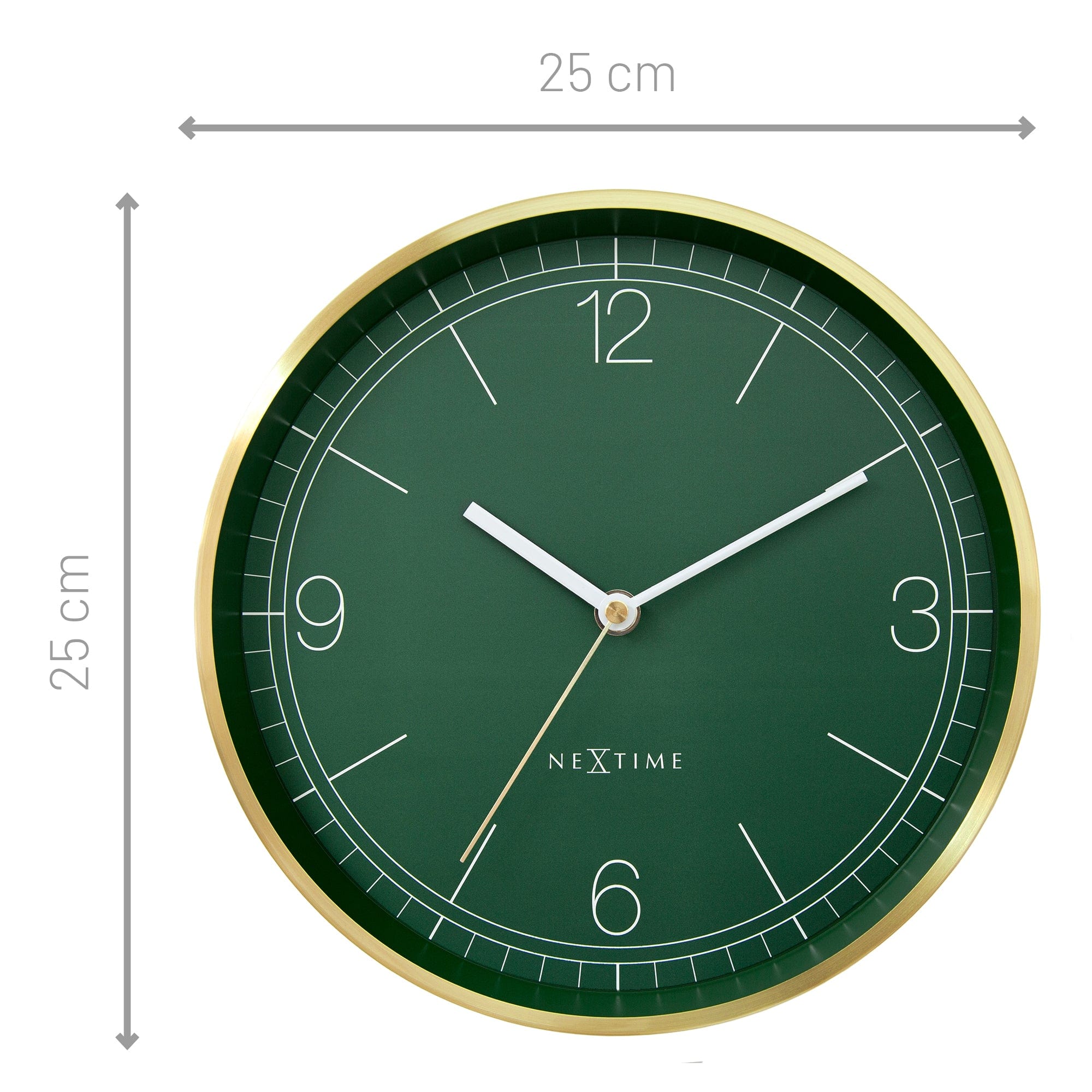 Wall clock 25cm-Silent-Green/Turquoise/White/Black-Metal-NeXtime 'Bolero' - Goat Corp