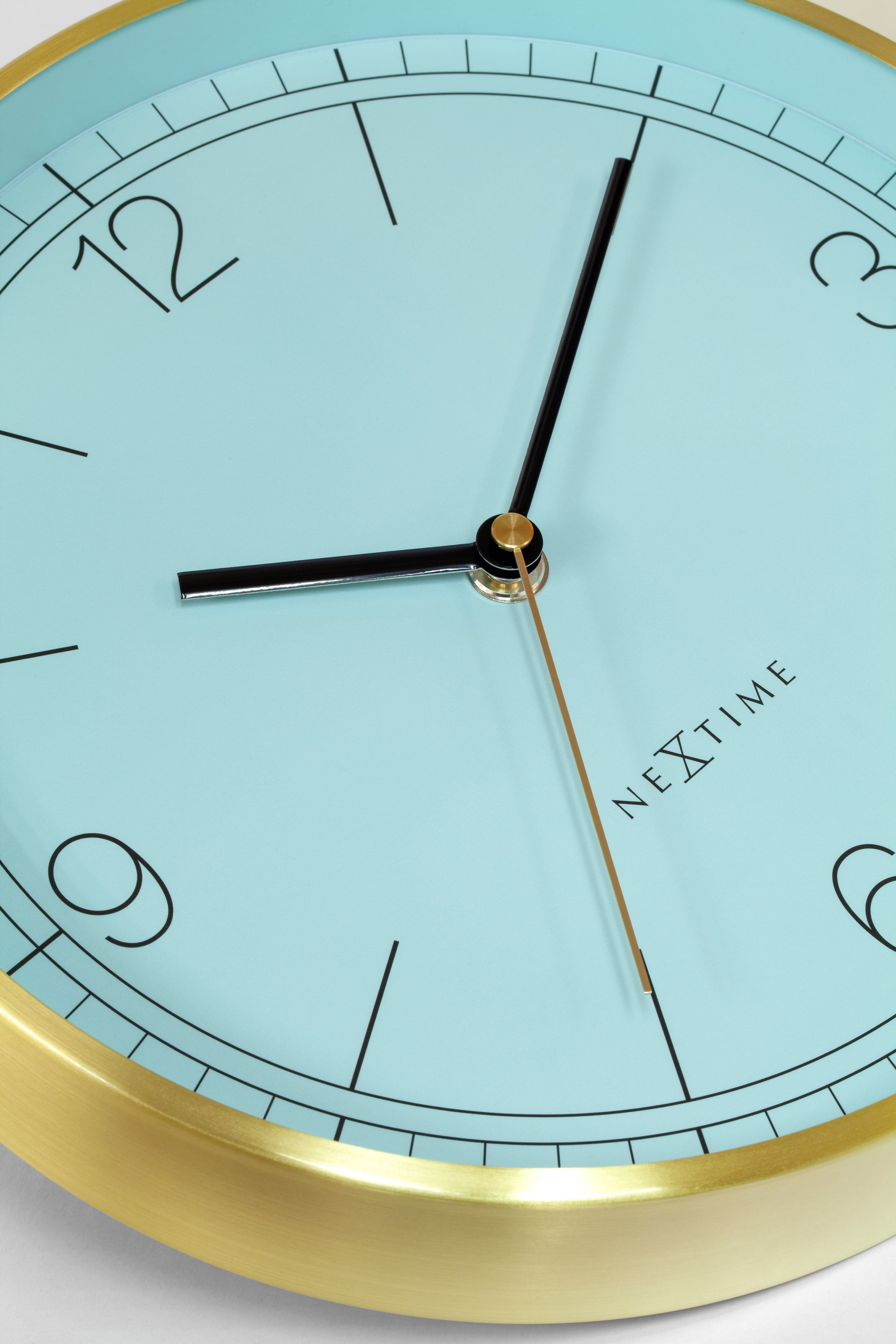 Wall clock 25cm-Silent-Green/Turquoise/White/Black-Metal-NeXtime 'Bolero' - Goat Corp