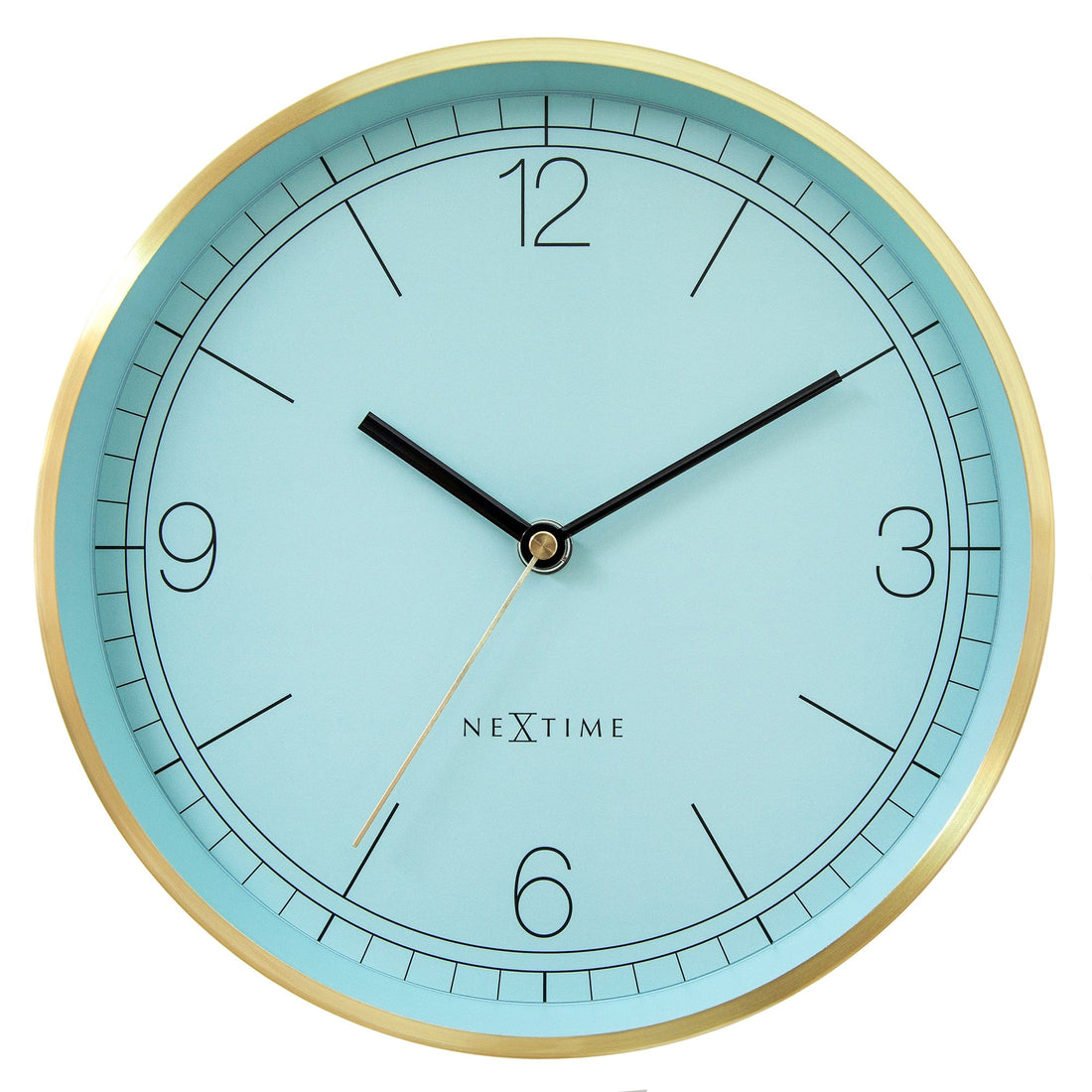 Wall clock 25cm-Silent-Green/Turquoise/White/Black-Metal-NeXtime 'Bolero' - Goat Corp