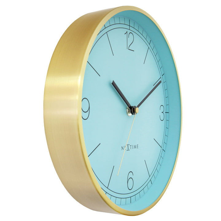 Wall clock 25cm-Silent-Green/Turquoise/White/Black-Metal-NeXtime 'Bolero' - Goat Corp
