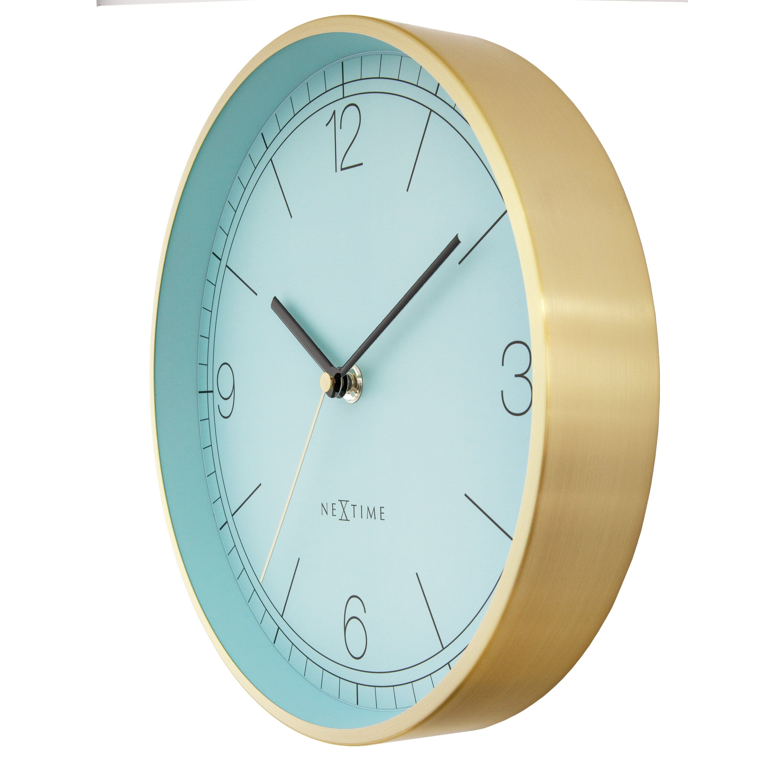 Wall clock 25cm-Silent-Green/Turquoise/White/Black-Metal-NeXtime 'Bolero' - Goat Corp