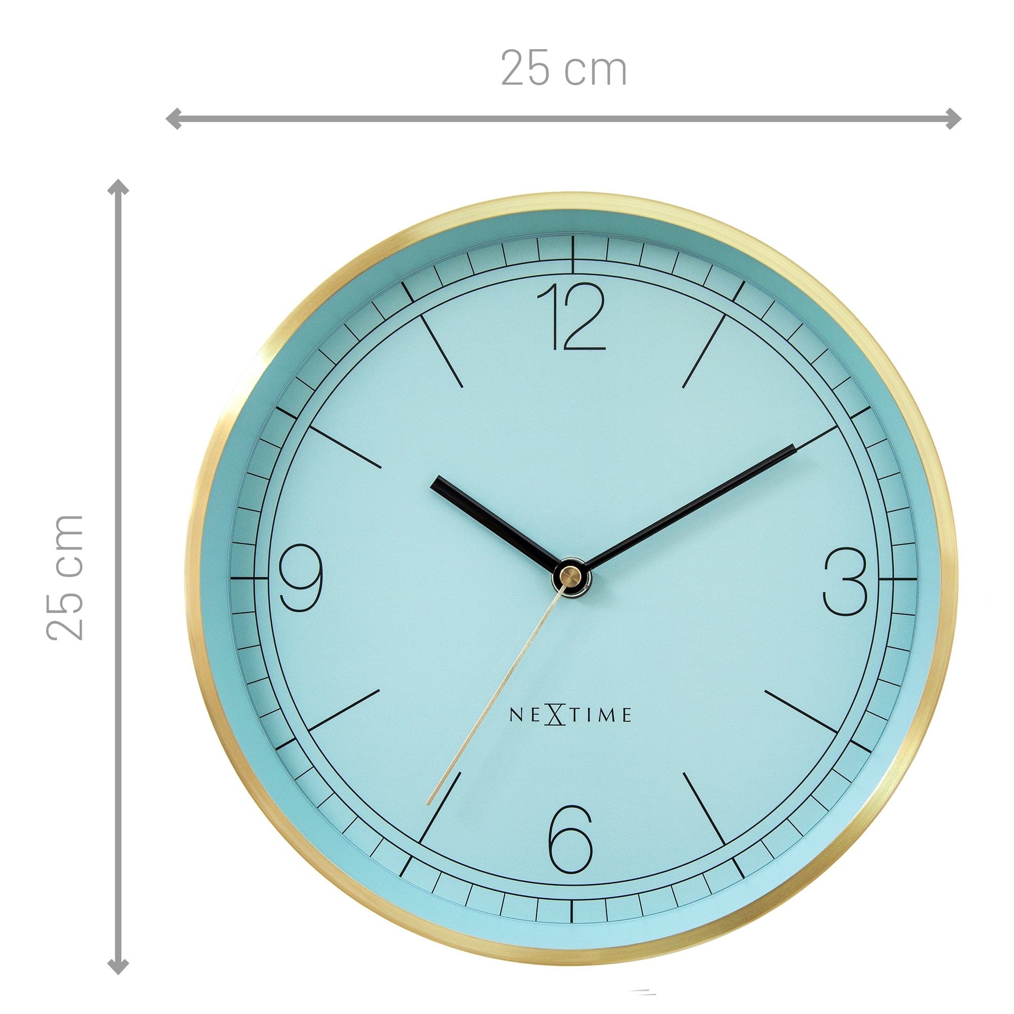 Wall clock 25cm-Silent-Green/Turquoise/White/Black-Metal-NeXtime 'Bolero' - Goat Corp