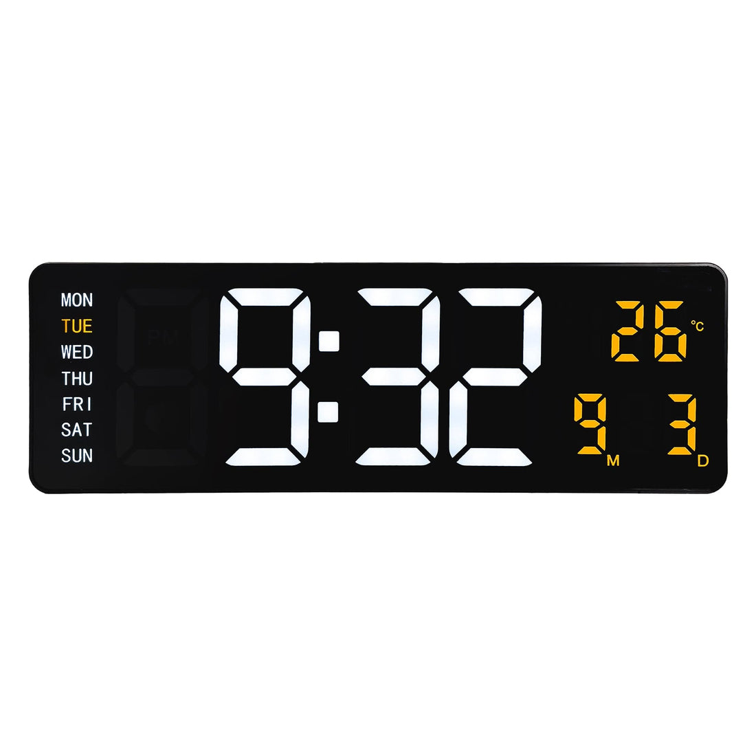 Digital wall/alarm clock 38.8x12.9x3.2cm-Black-ABS-NeXtime 'Super Digi' - Goat Corp