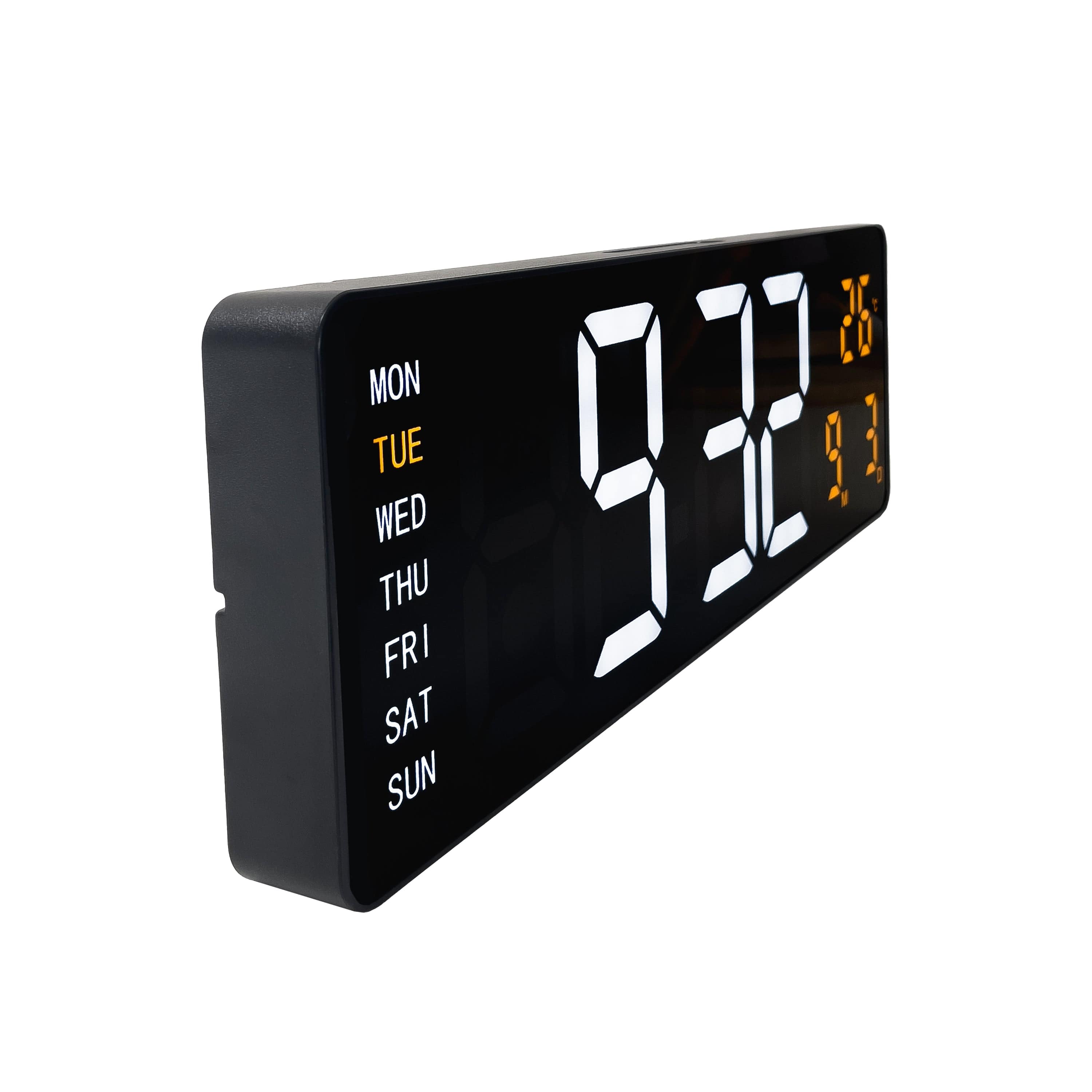 Digital wall/alarm clock 38.8x12.9x3.2cm-Black-ABS-NeXtime 'Super Digi' - Goat Corp