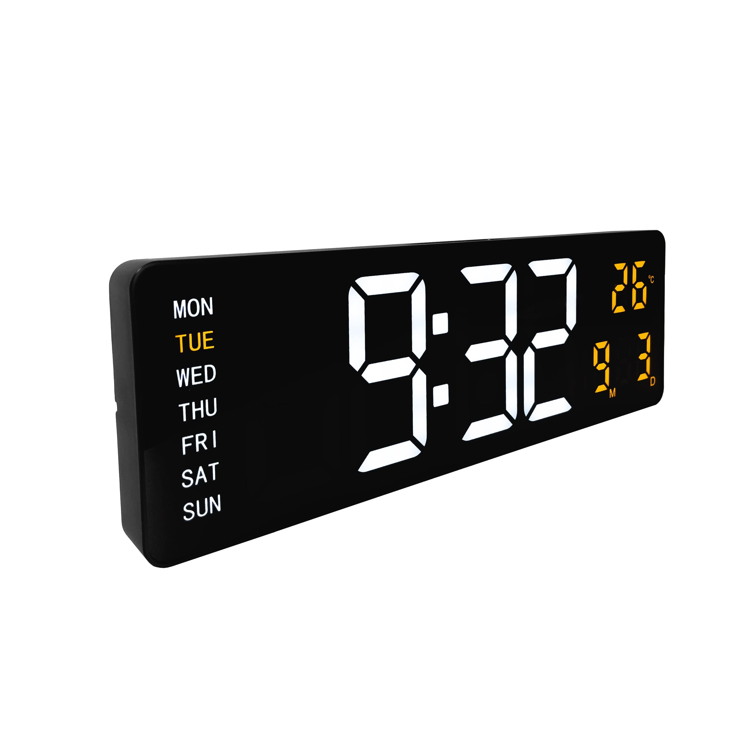 Digital wall/alarm clock 38.8x12.9x3.2cm-Black-ABS-NeXtime 'Super Digi' - Goat Corp