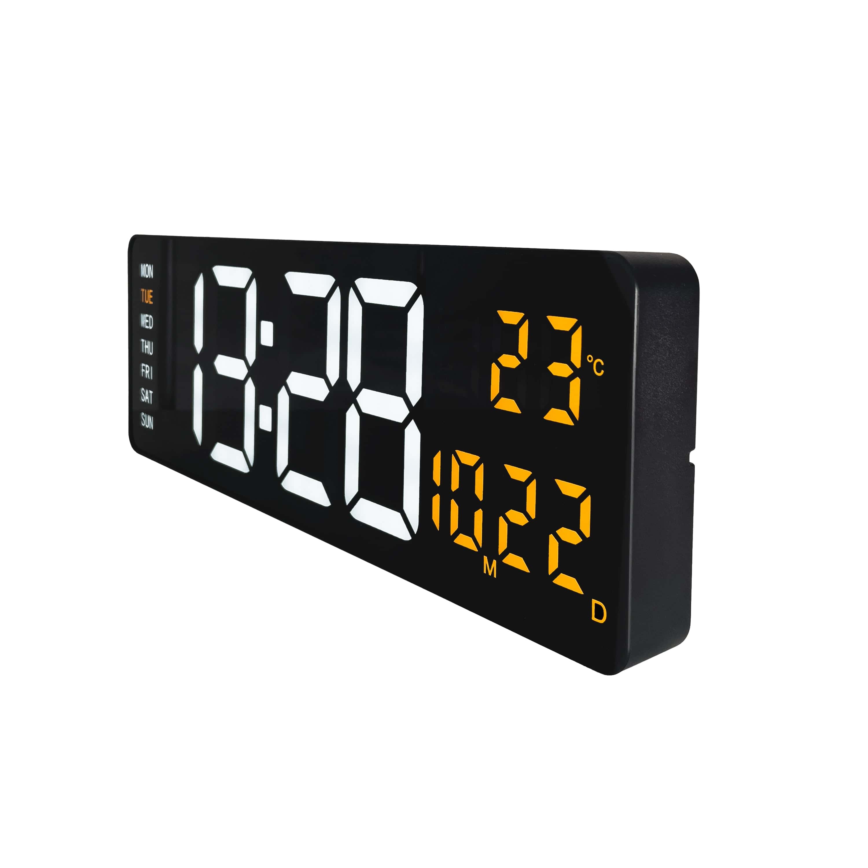 Digital wall/alarm clock 38.8x12.9x3.2cm-Black-ABS-NeXtime 'Super Digi' - Goat Corp
