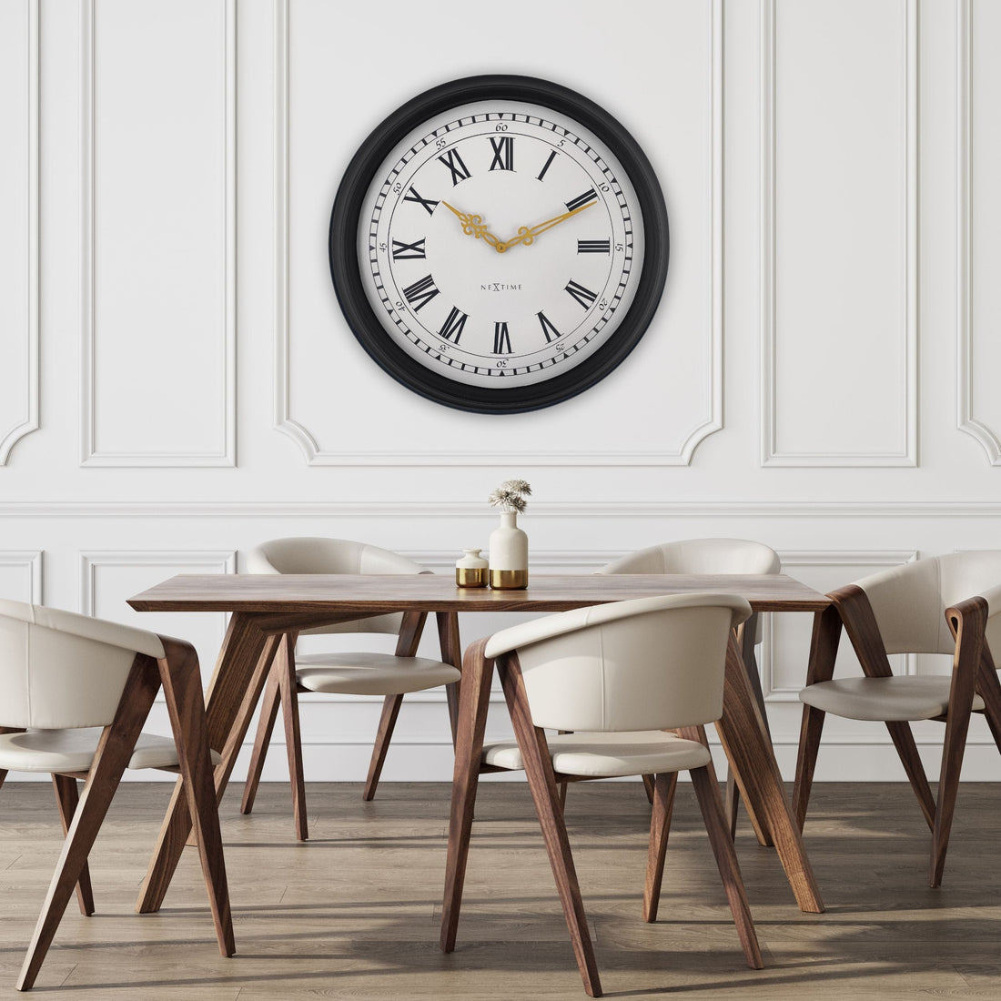 Wall clock 76cm-Black/Grey-Plastic-NeXtime 'Chopin Large' - Goat Corp