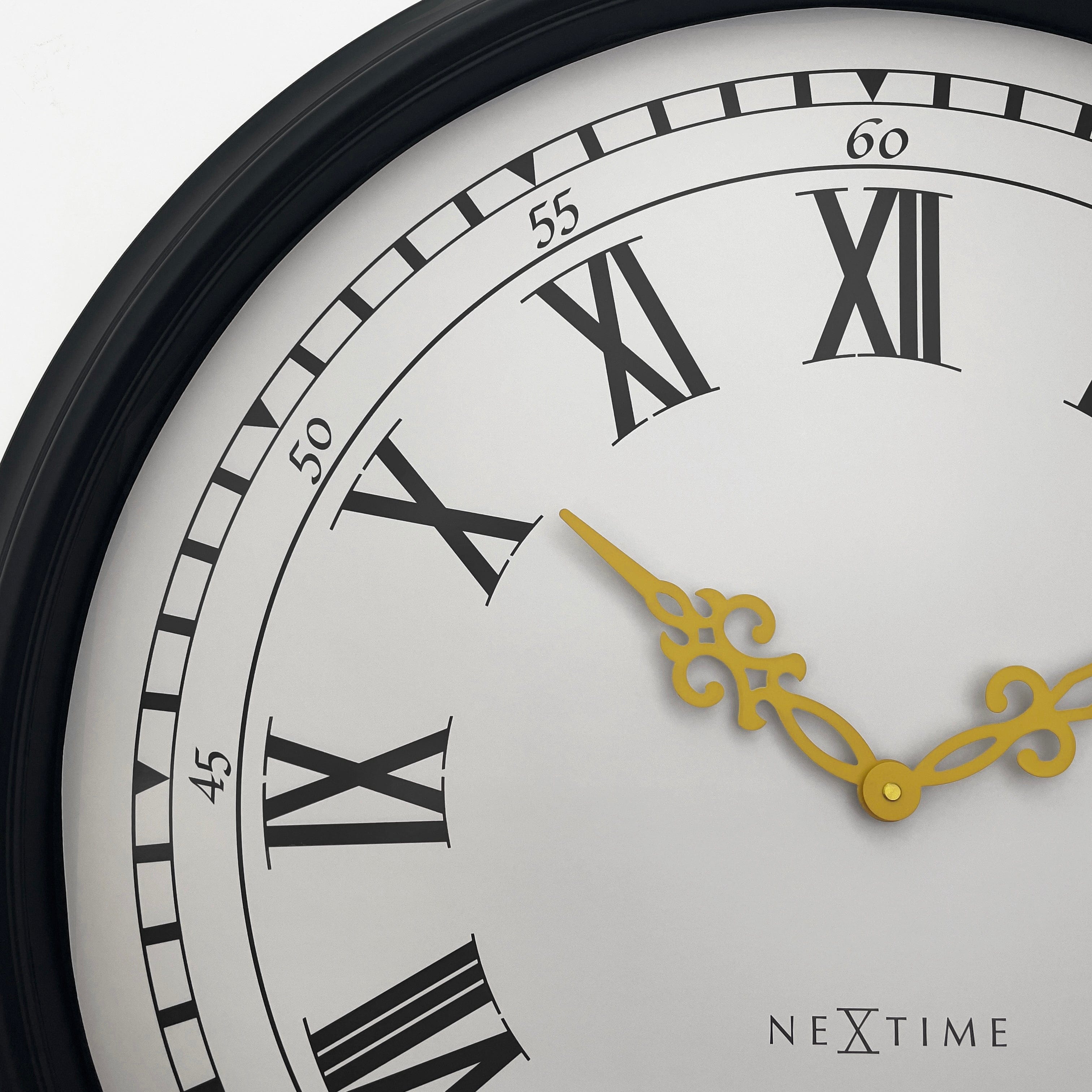 Wall clock 76cm-Black/Grey-Plastic-NeXtime 'Chopin Large' - Goat Corp