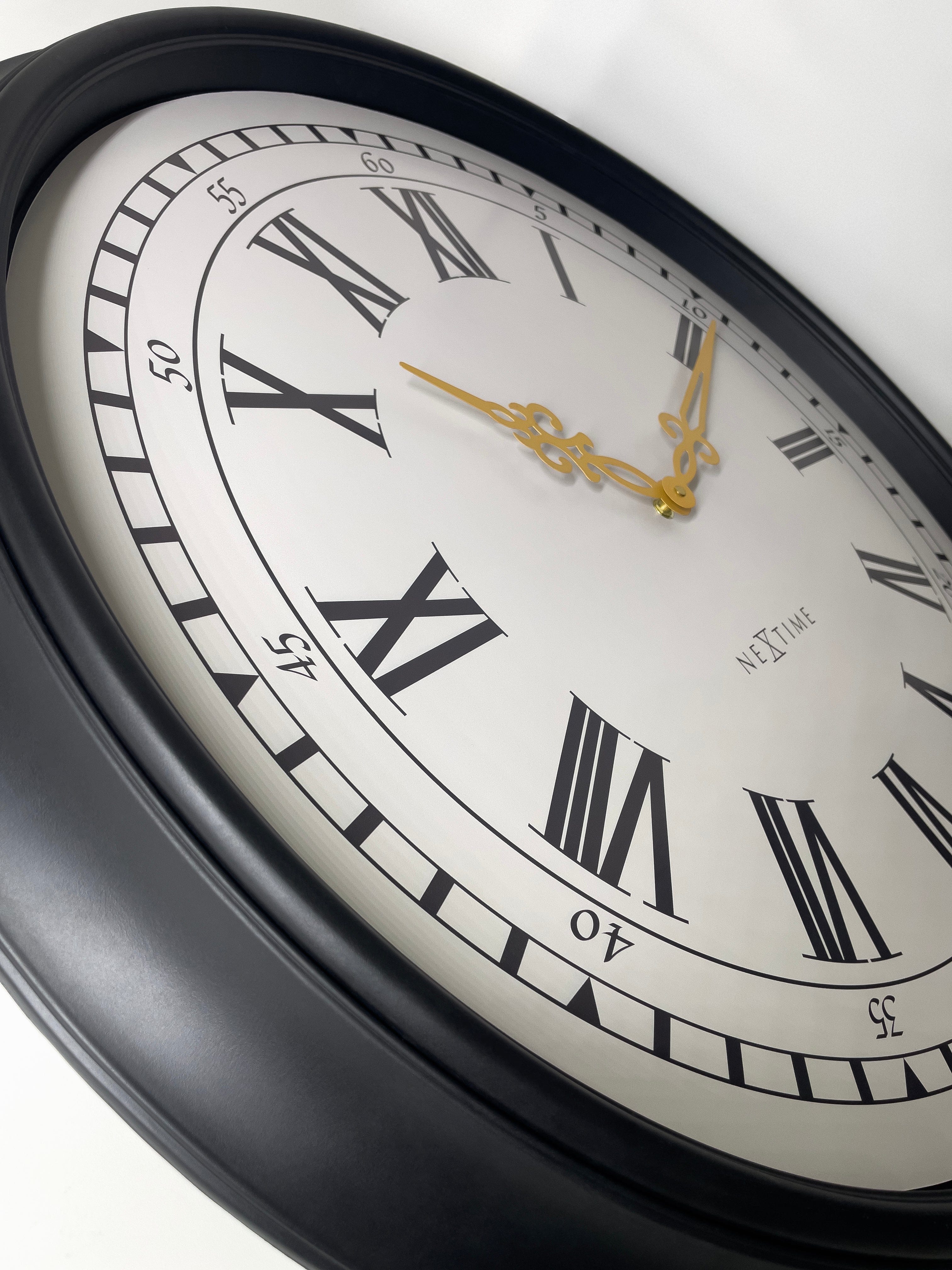 Wall clock 76cm-Black/Grey-Plastic-NeXtime 'Chopin Large' - Goat Corp