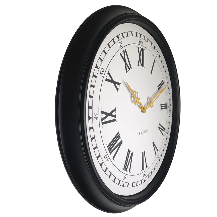 Wall clock 76cm-Black/Grey-Plastic-NeXtime 'Chopin Large' - Goat Corp