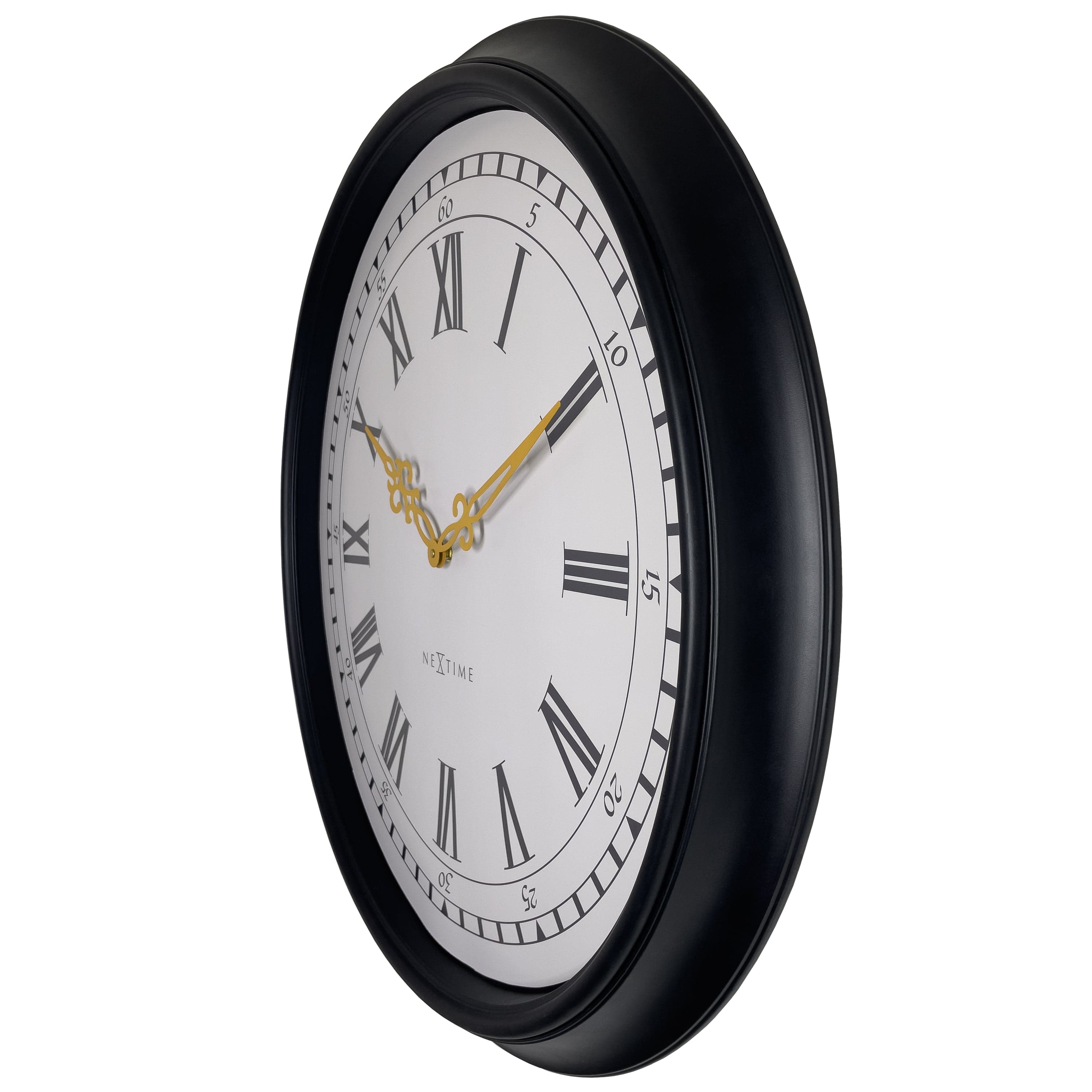 Wall clock 76cm-Black/Grey-Plastic-NeXtime 'Chopin Large' - Goat Corp