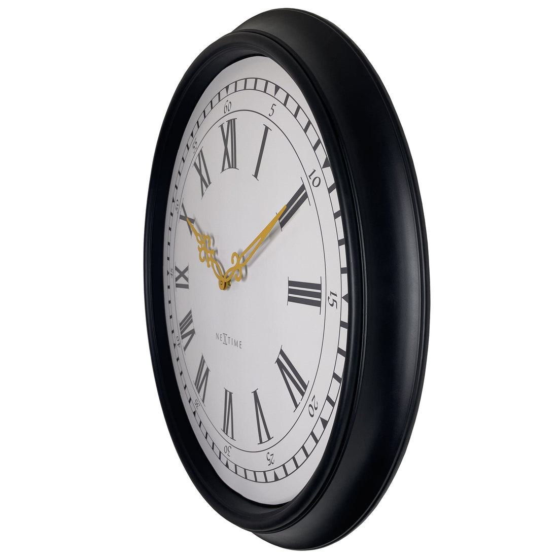 Wall clock 76cm-Black/Grey-Plastic-NeXtime 'Chopin Large' - Goat Corp