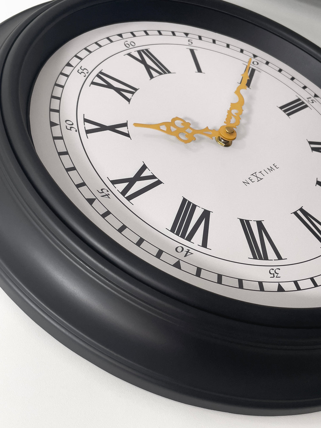 Wall clock 40cm-Silent-Black/Grey-Plastic-NeXtime 'Chopin' - Goat Corp