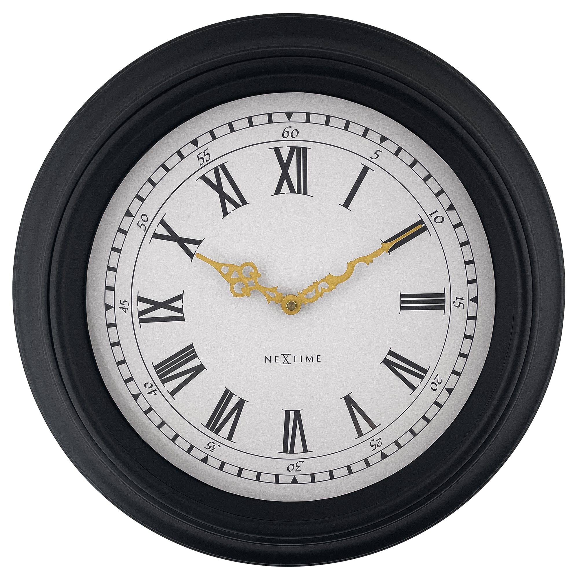 Wall clock 40cm-Silent-Black/Grey-Plastic-NeXtime 'Chopin' - Goat Corp