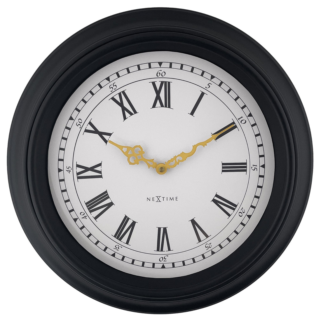 Wall clock 40cm-Silent-Black/Grey-Plastic-NeXtime 'Chopin' - Goat Corp