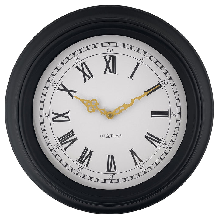 Wall clock 40cm-Silent-Black/Grey-Plastic-NeXtime 'Chopin' - Goat Corp