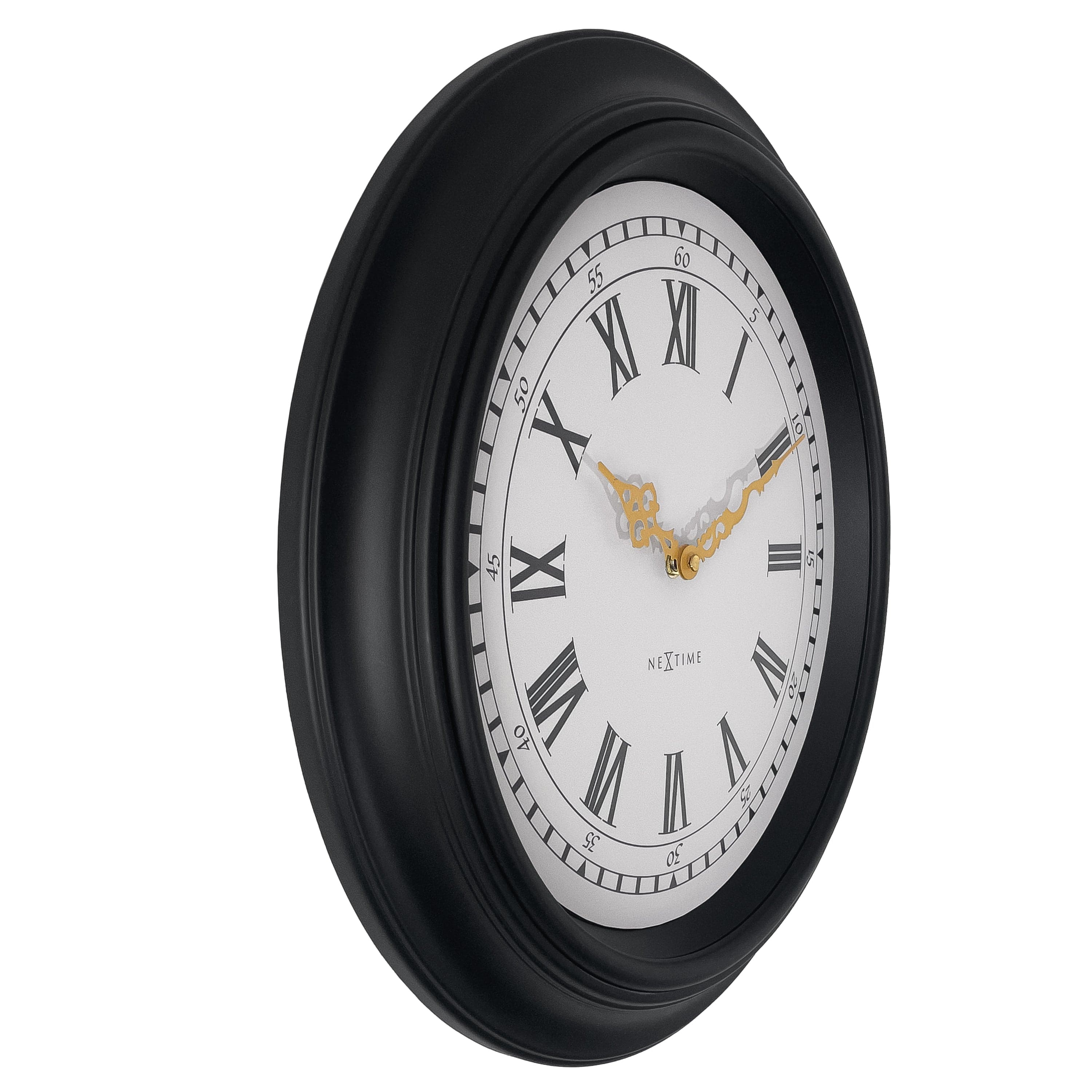Wall clock 40cm-Silent-Black/Grey-Plastic-NeXtime 'Chopin' - Goat Corp