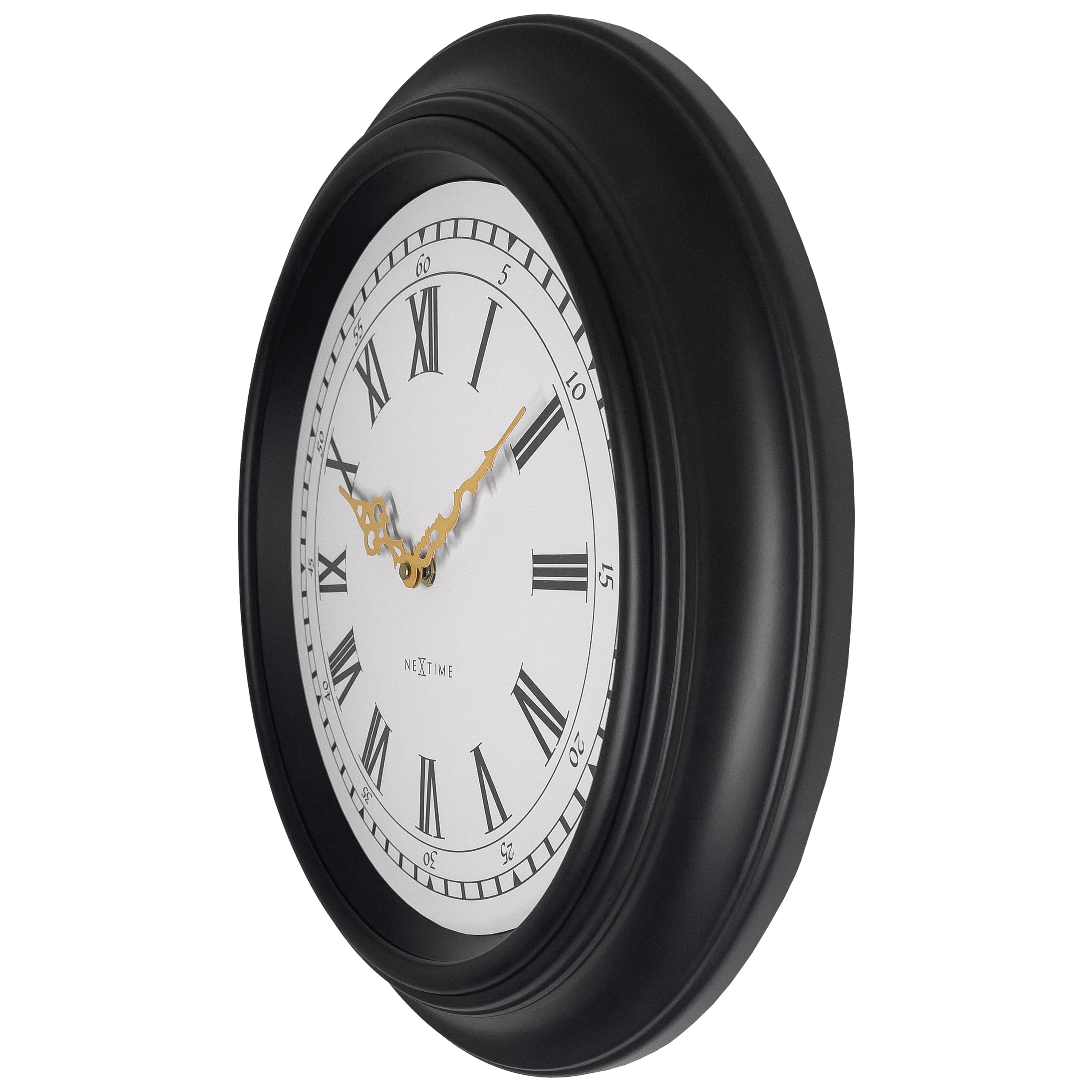 Wall clock 40cm-Silent-Black/Grey-Plastic-NeXtime 'Chopin' - Goat Corp