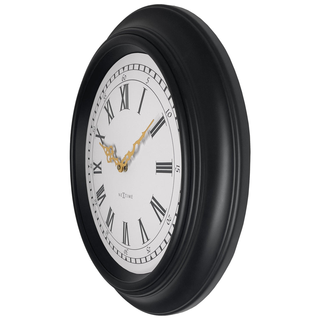 Wall clock 40cm-Silent-Black/Grey-Plastic-NeXtime 'Chopin' - Goat Corp