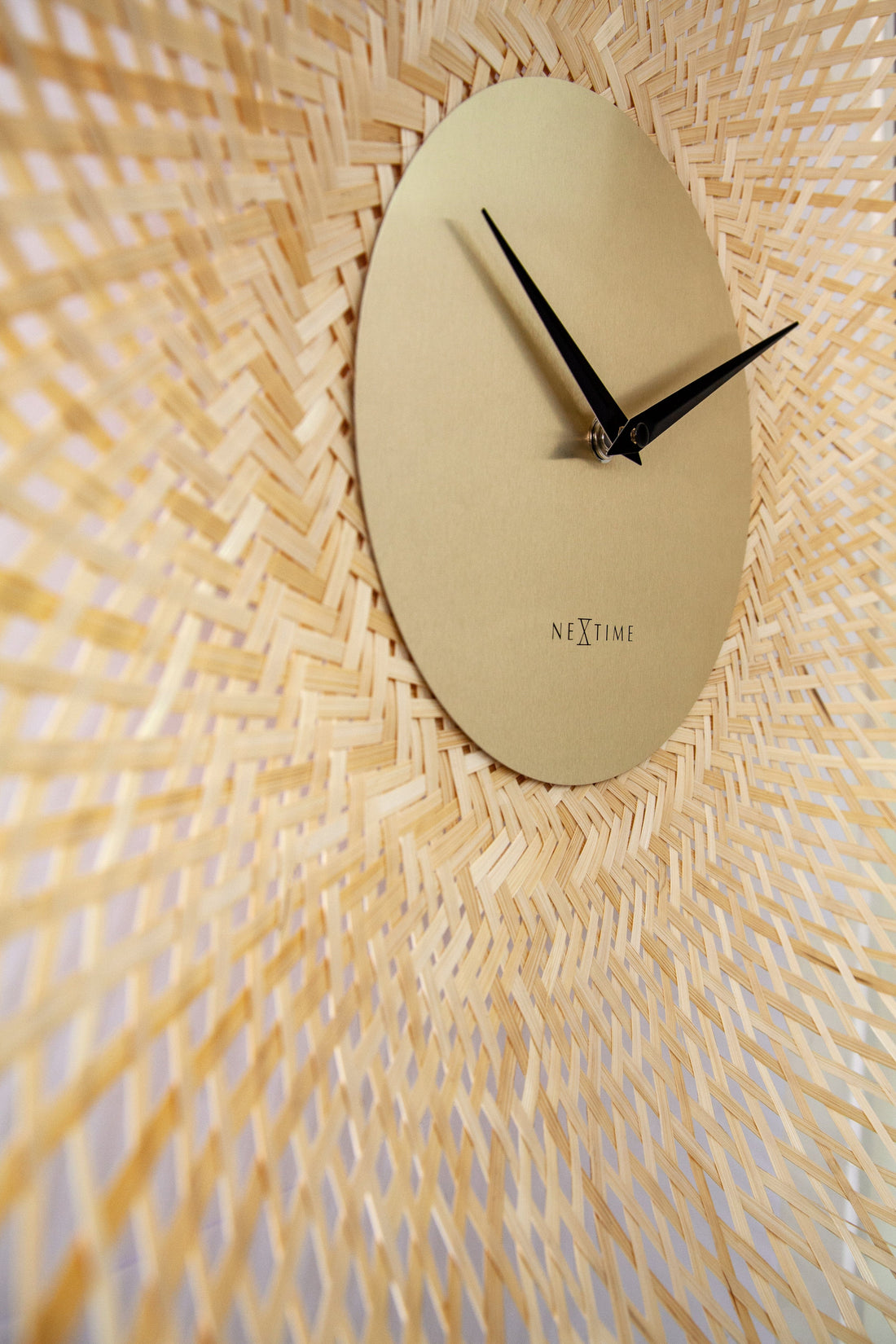 Wall clock 60cm-Silent-Brown/Black-Bamboo-NeXtime 'Vortex' - Goat Corp