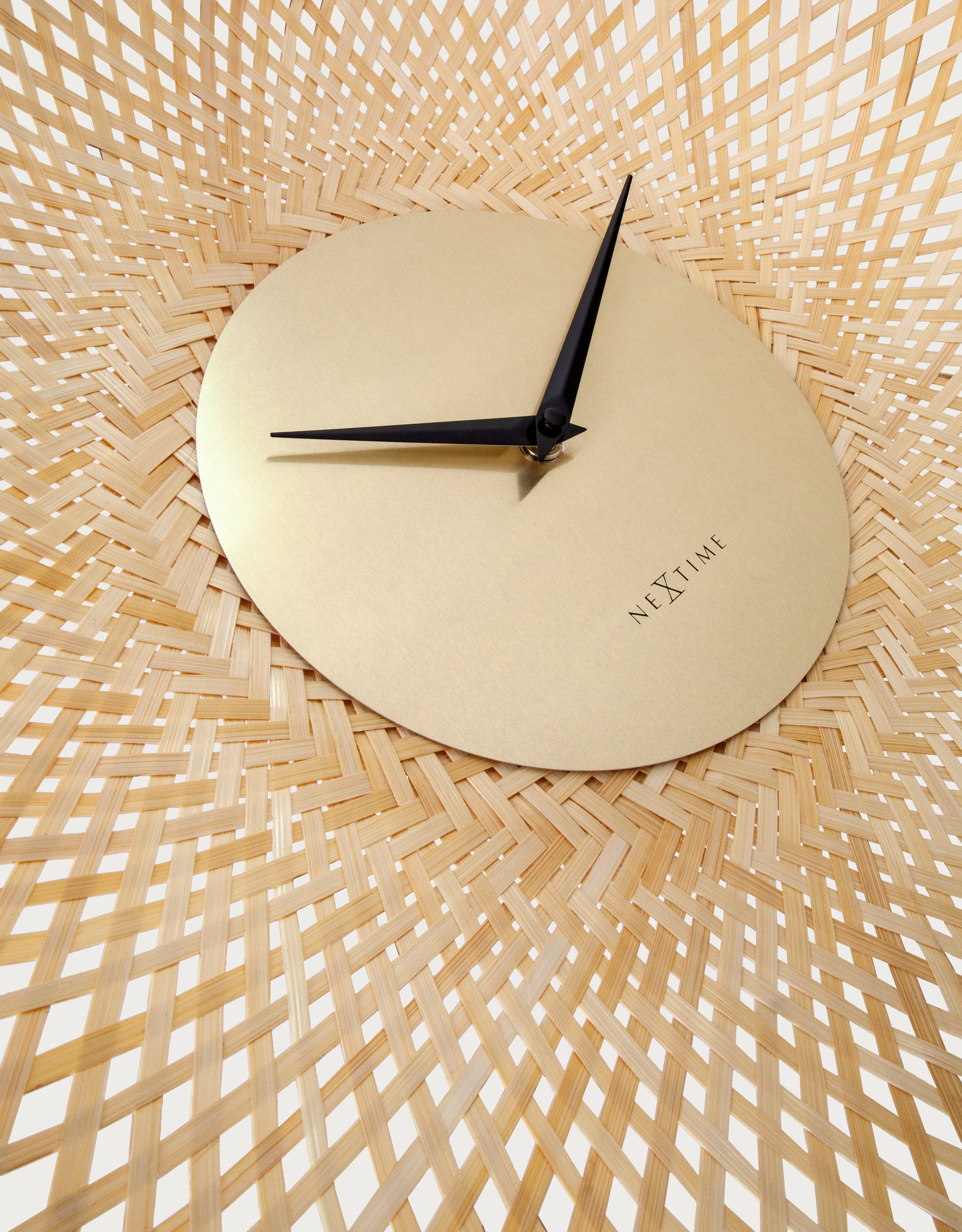 Wall clock 60cm-Silent-Brown/Black-Bamboo-NeXtime 'Vortex' - Goat Corp