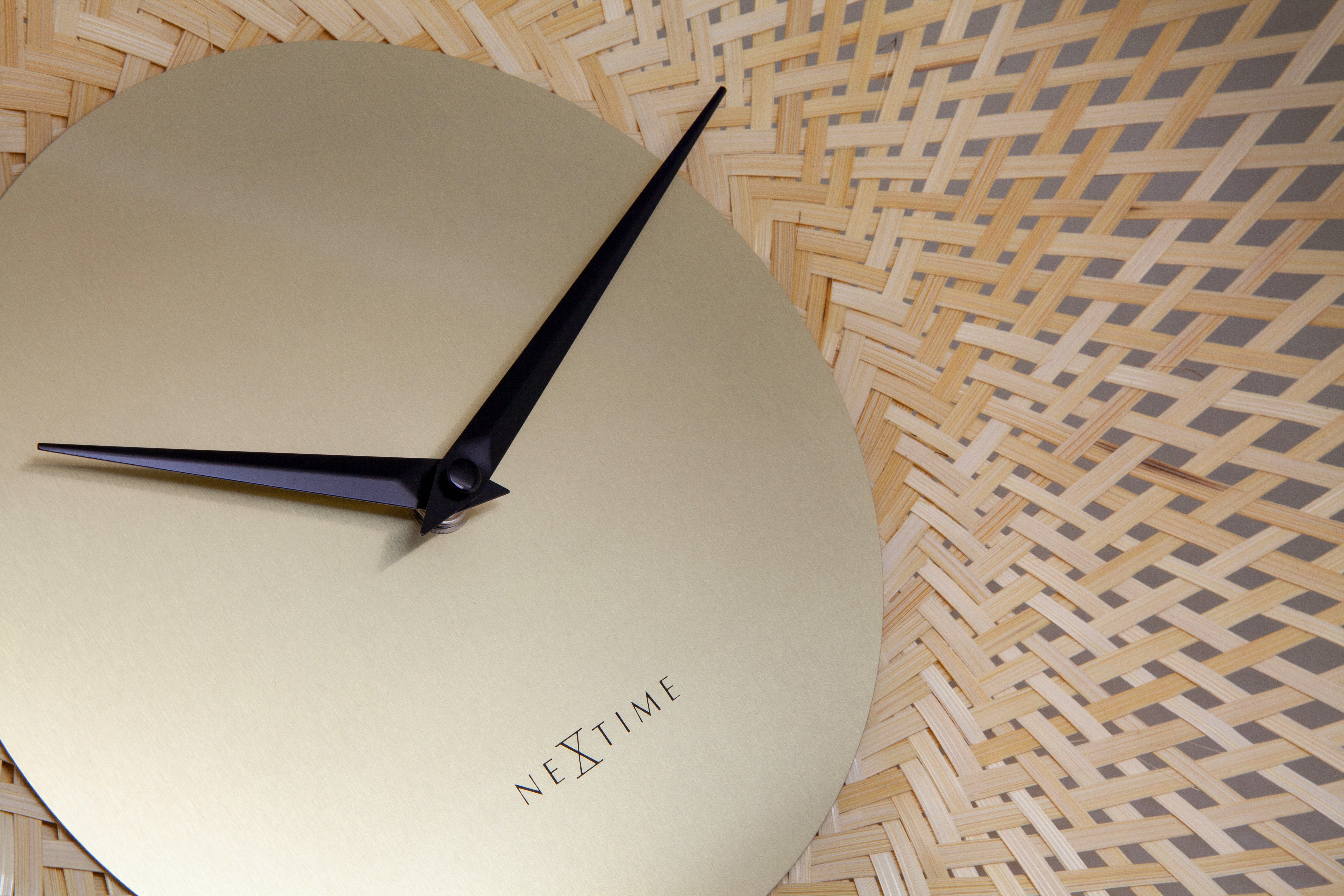 Wall clock 60cm-Silent-Brown/Black-Bamboo-NeXtime 'Vortex' - Goat Corp