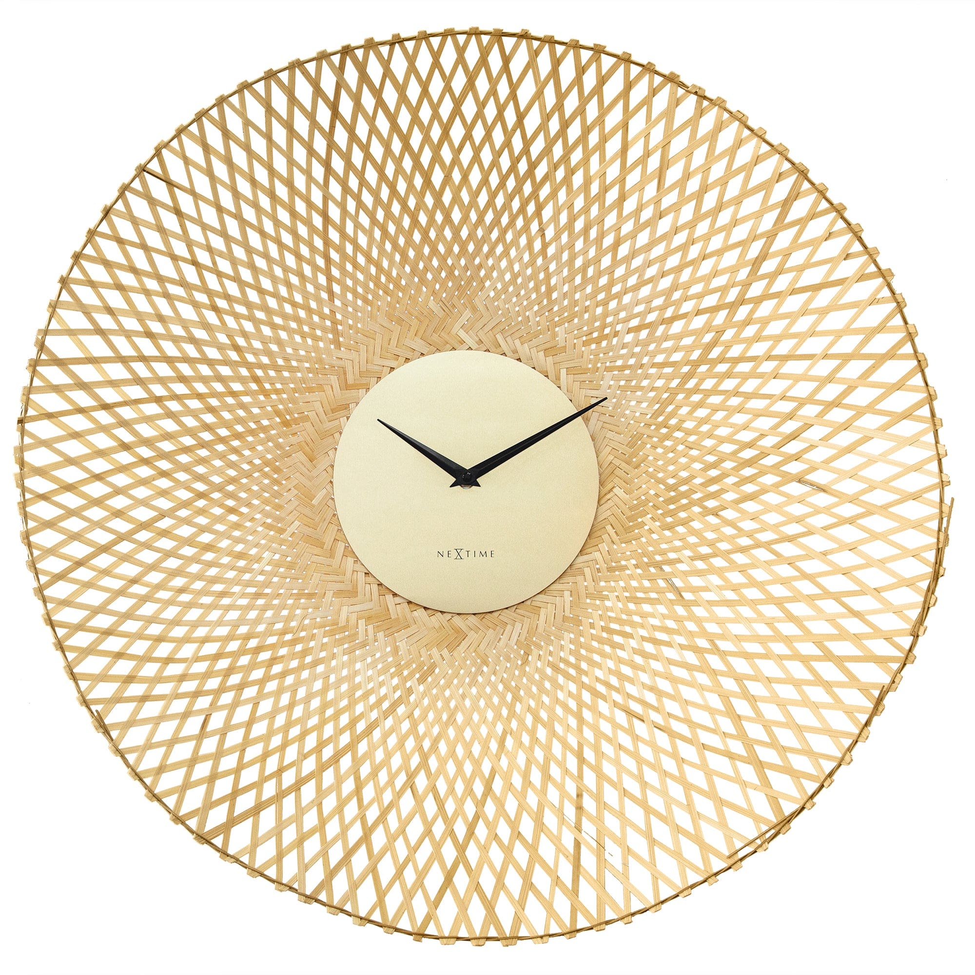 Wall clock 60cm-Silent-Brown/Black-Bamboo-NeXtime 'Vortex' - Goat Corp