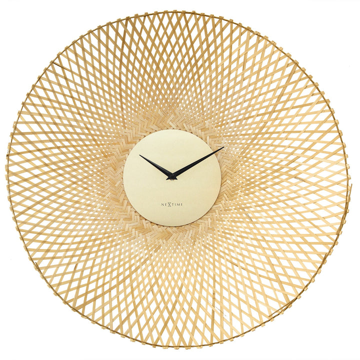 Wall clock 60cm-Silent-Brown/Black-Bamboo-NeXtime 'Vortex' - Goat Corp