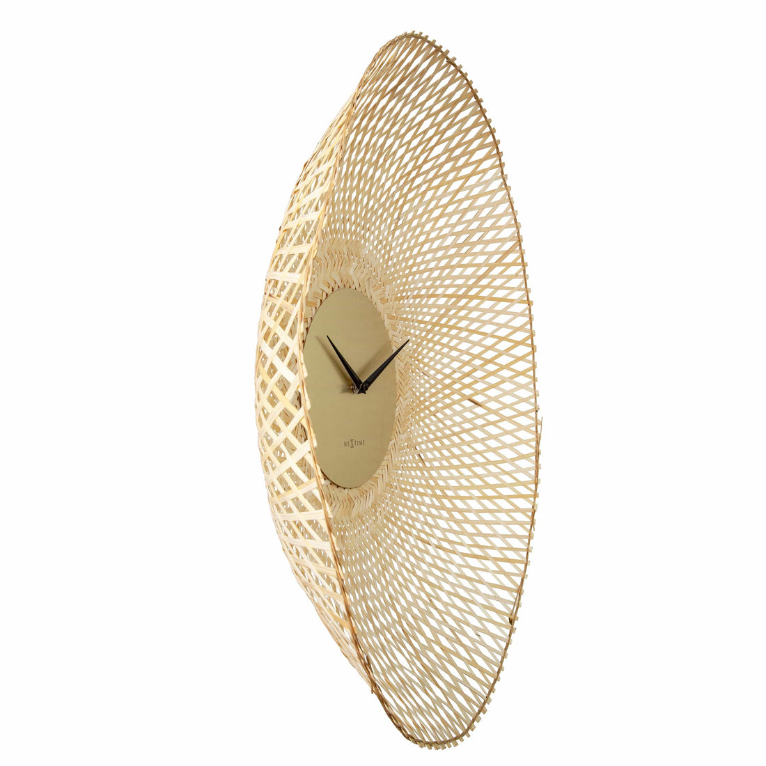 Wall clock 60cm-Silent-Brown/Black-Bamboo-NeXtime 'Vortex' - Goat Corp