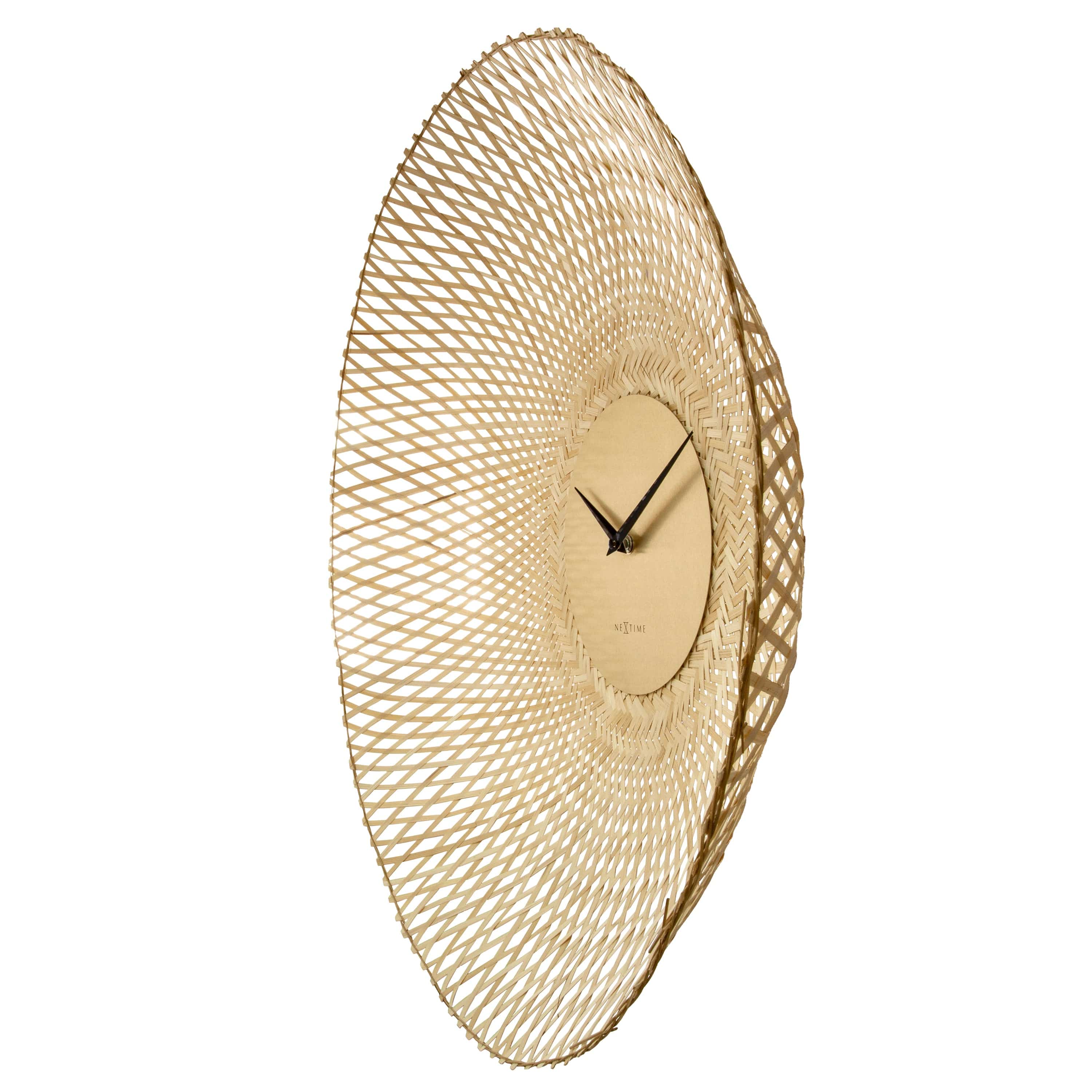 Wall clock 60cm-Silent-Brown/Black-Bamboo-NeXtime 'Vortex' - Goat Corp