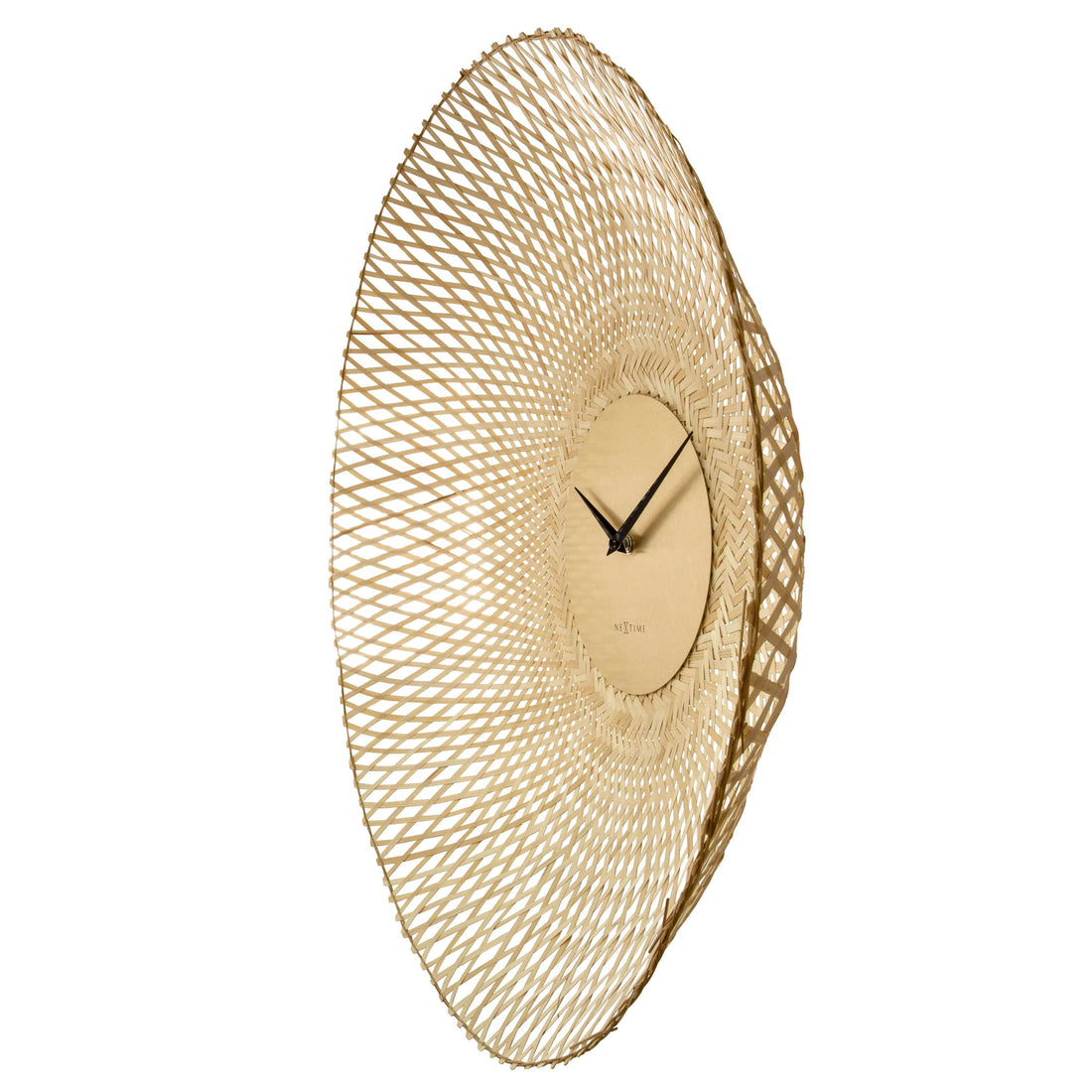 Wall clock 60cm-Silent-Brown/Black-Bamboo-NeXtime 'Vortex' - Goat Corp