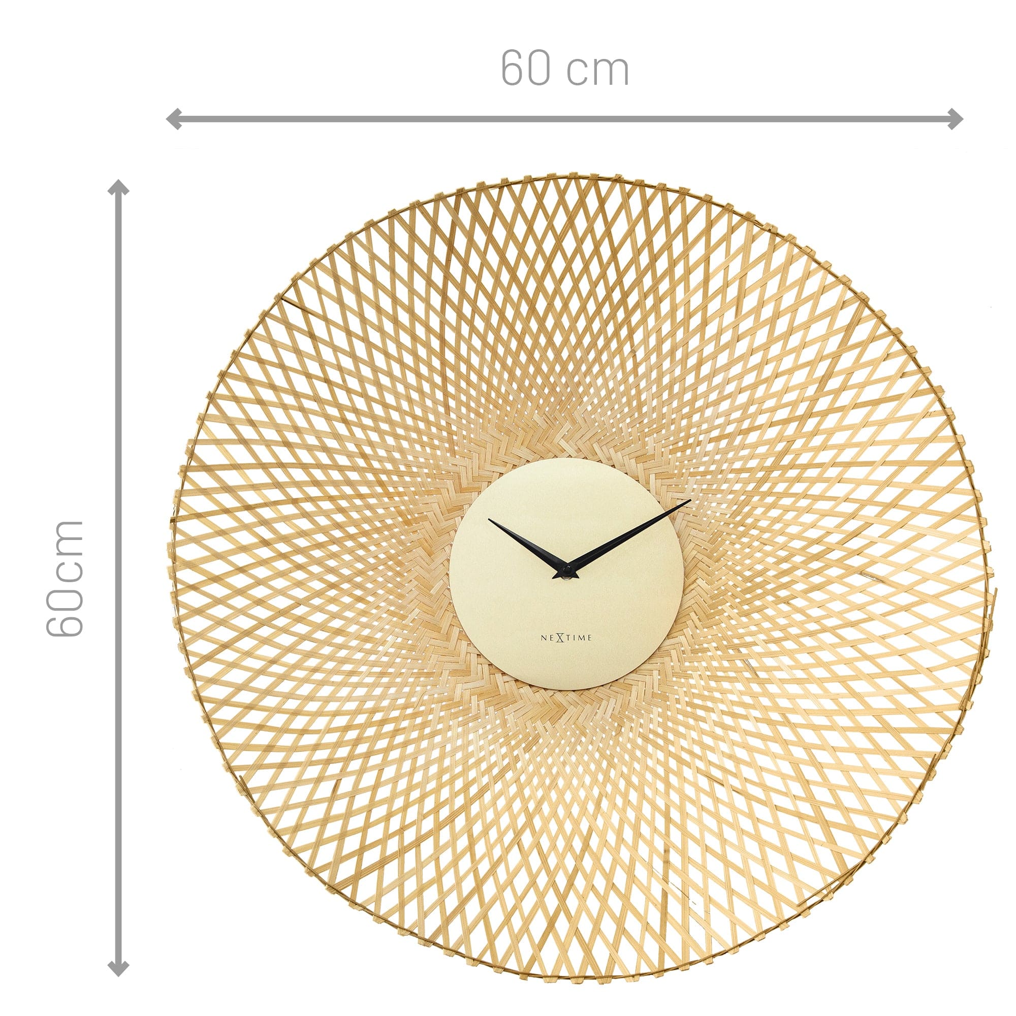 Wall clock 60cm-Silent-Brown/Black-Bamboo-NeXtime 'Vortex' - Goat Corp