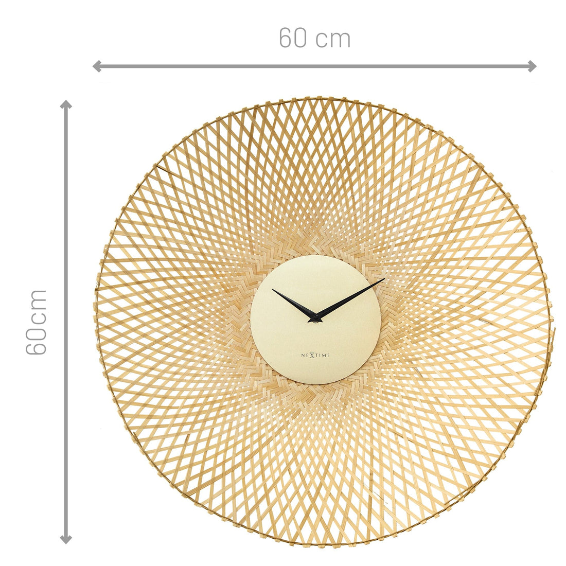 Wall clock 60cm-Silent-Brown/Black-Bamboo-NeXtime 'Vortex' - Goat Corp