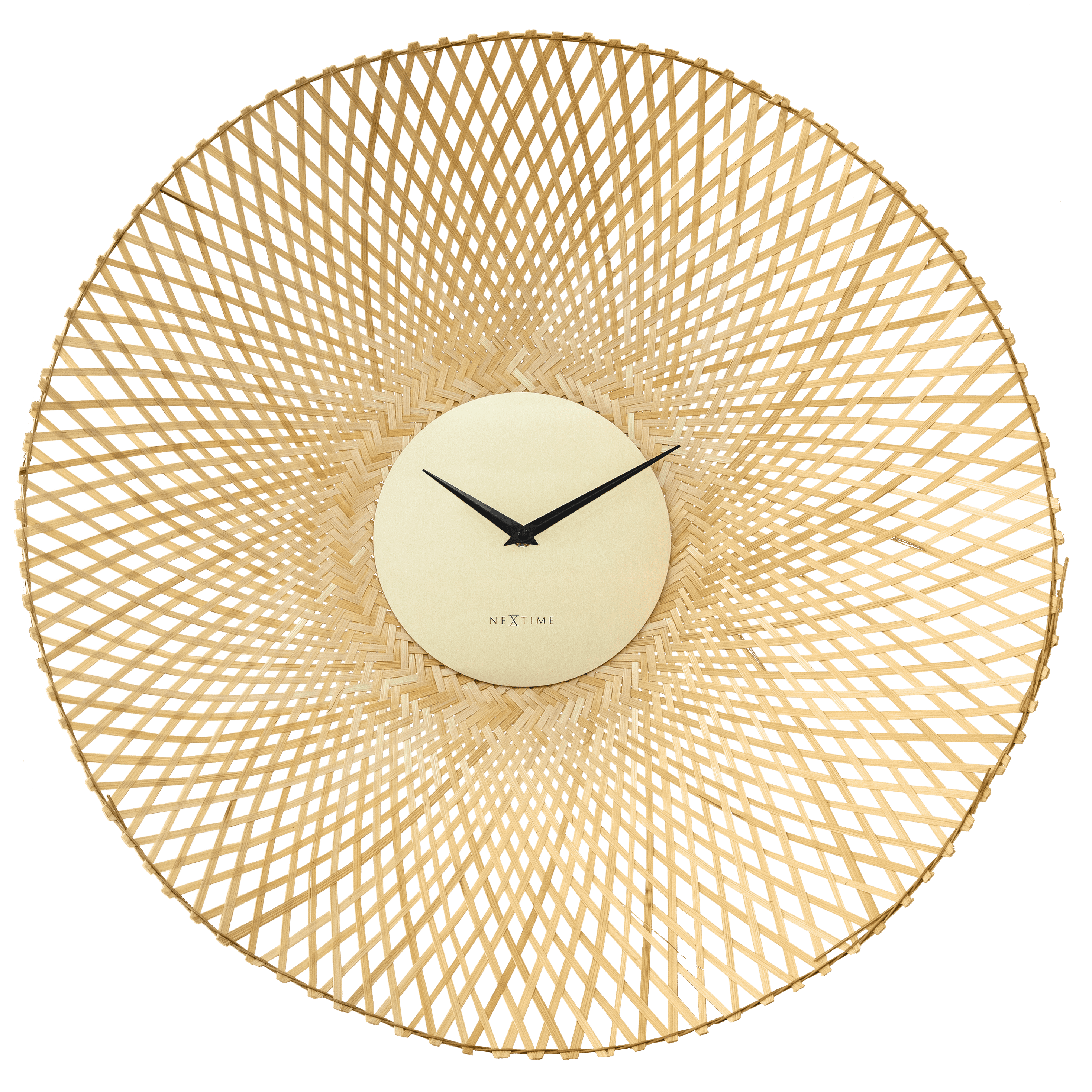 Wall clock 60cm-Silent-Brown/Black-Bamboo-NeXtime 'Vortex' - Goat Corp