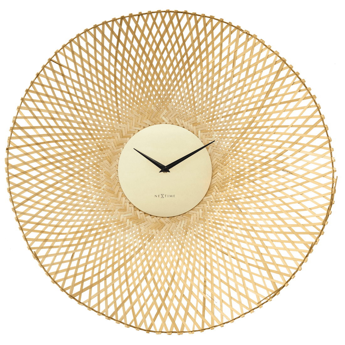 Wall clock 60cm-Silent-Brown/Black-Bamboo-NeXtime 'Vortex' - Goat Corp