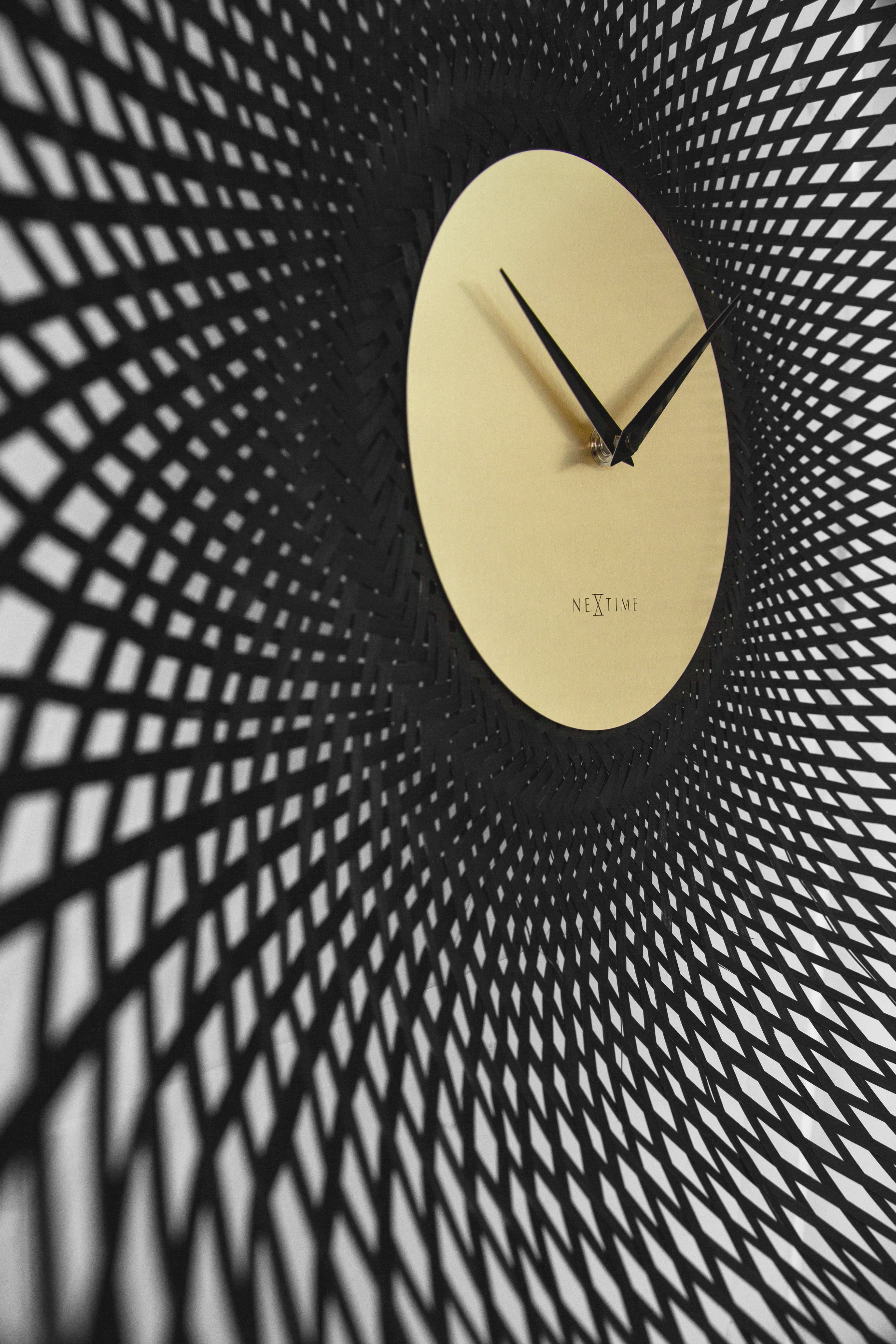 Wall clock 60cm-Silent-Brown/Black-Bamboo-NeXtime 'Vortex' - Goat Corp