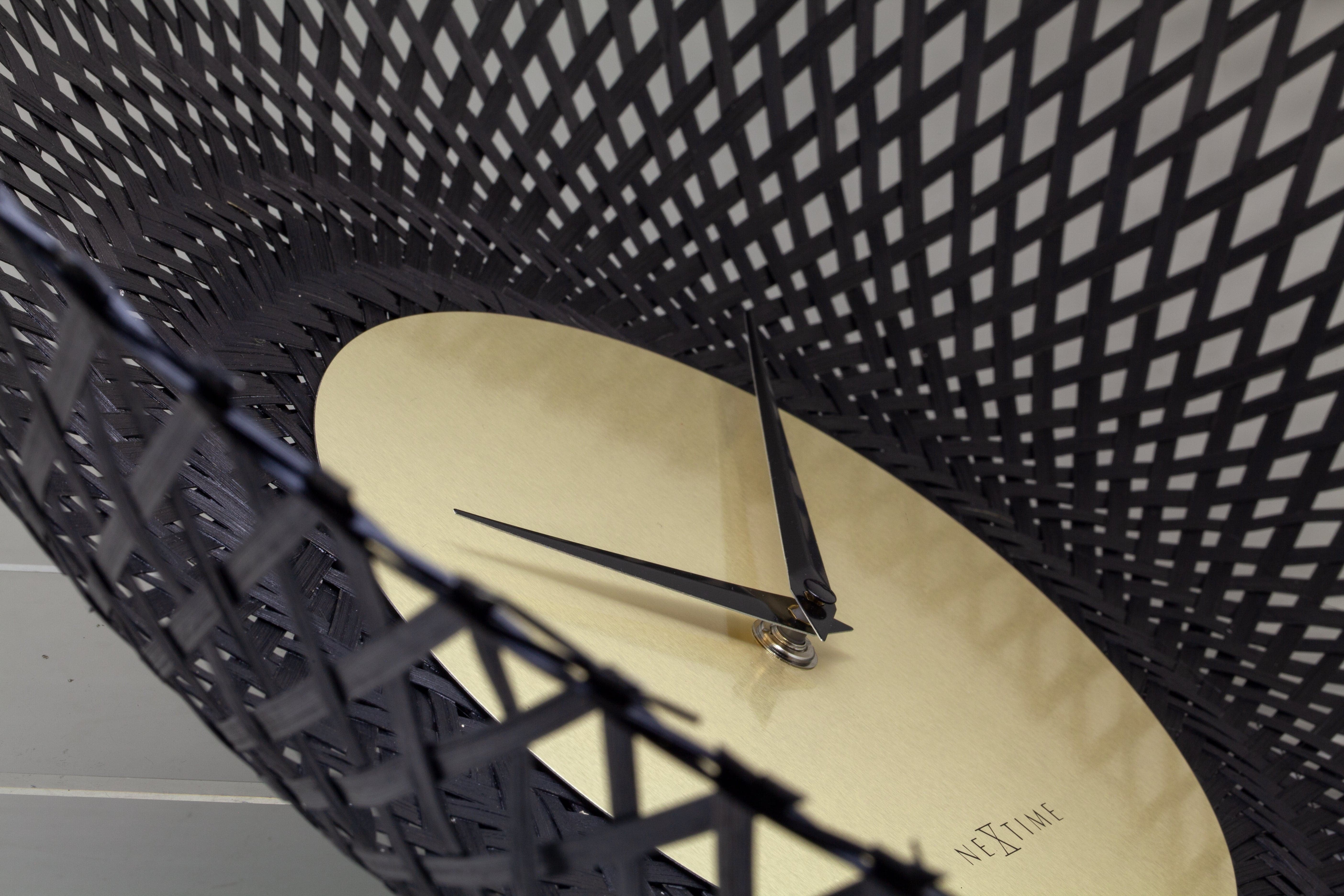 Wall clock 60cm-Silent-Brown/Black-Bamboo-NeXtime 'Vortex' - Goat Corp