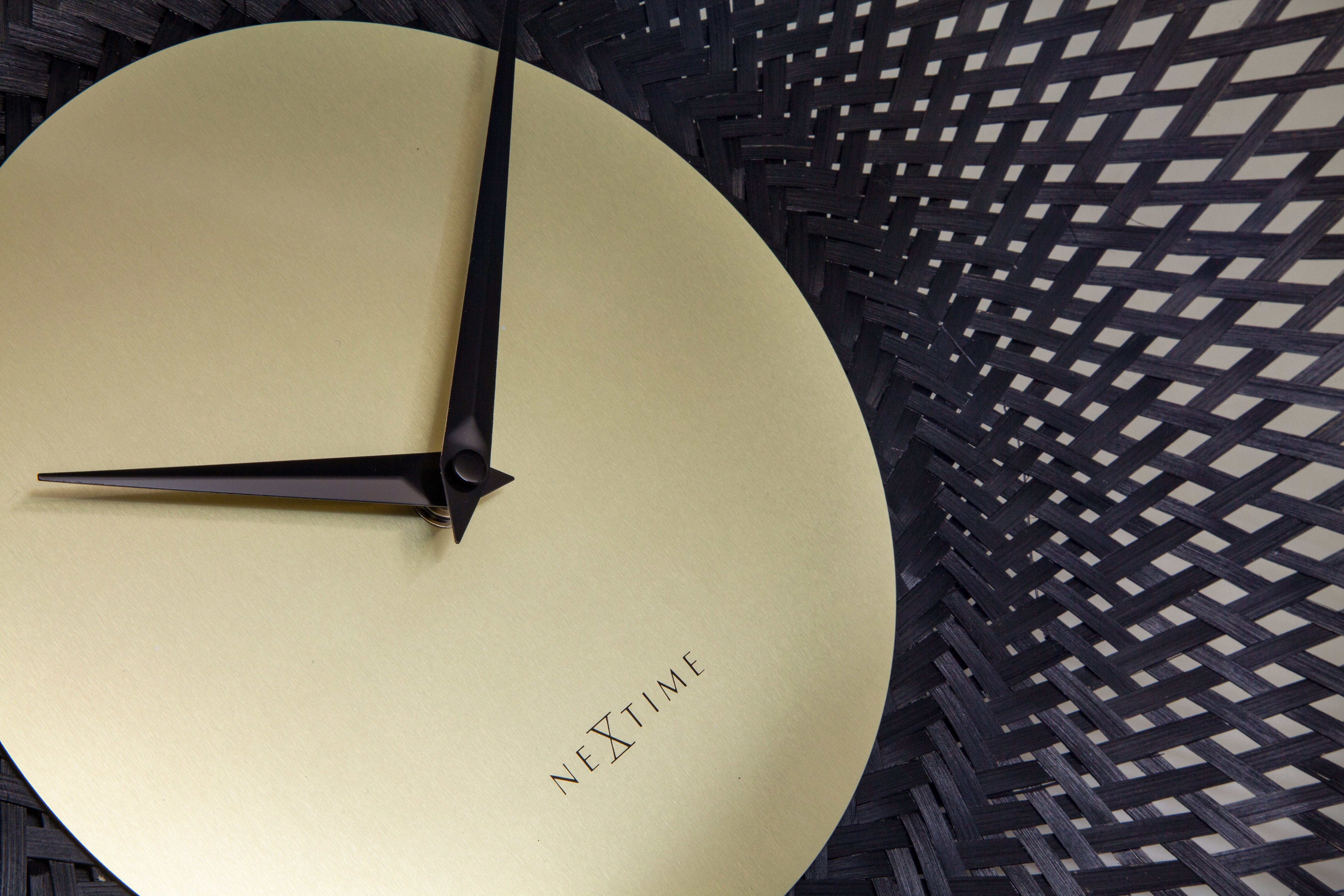 Wall clock 60cm-Silent-Brown/Black-Bamboo-NeXtime 'Vortex' - Goat Corp