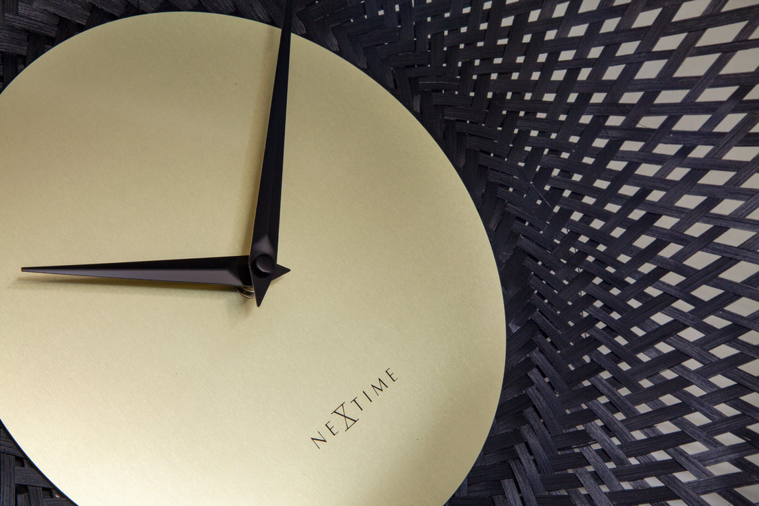 Wall clock 60cm-Silent-Brown/Black-Bamboo-NeXtime 'Vortex' - Goat Corp