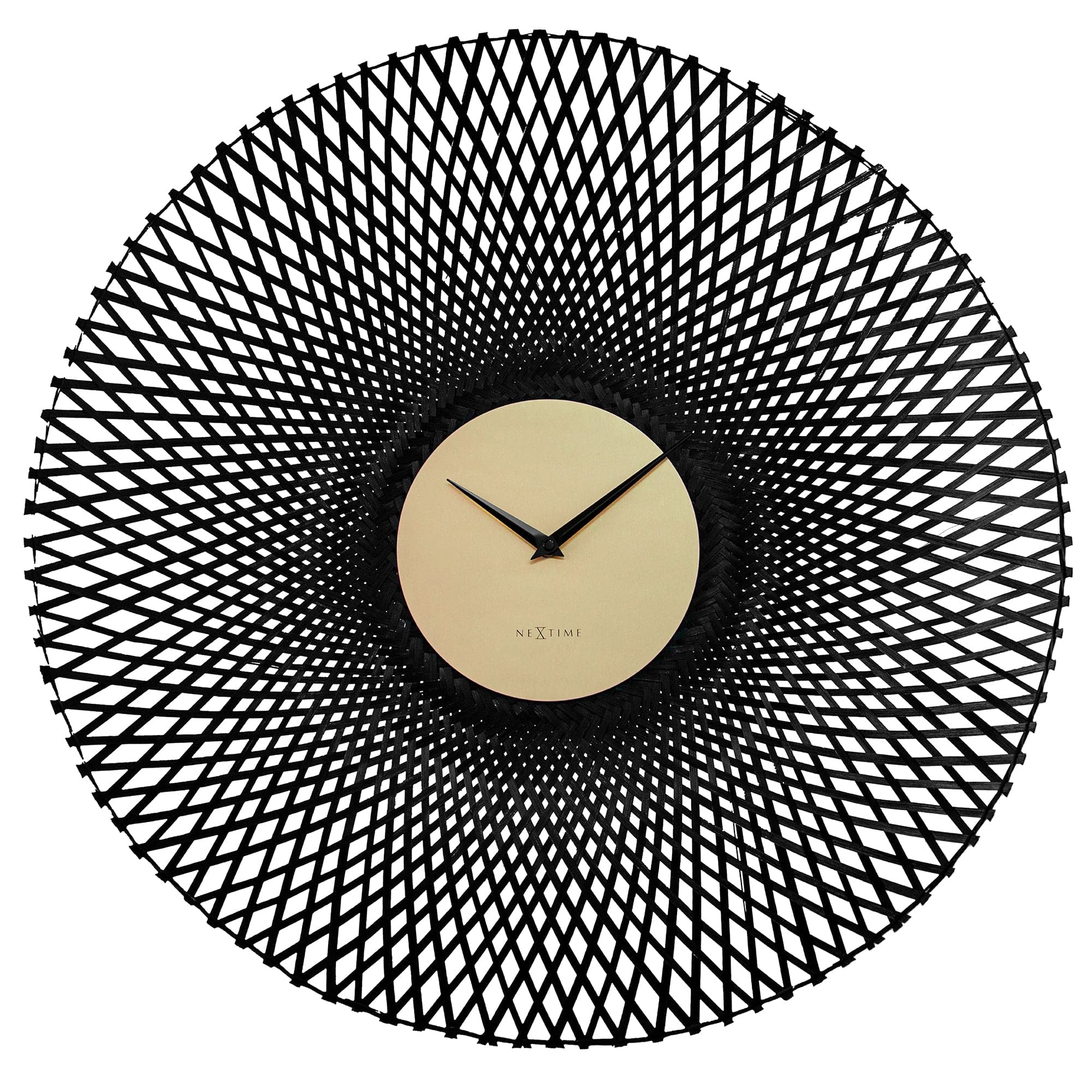 Wall clock 60cm-Silent-Brown/Black-Bamboo-NeXtime 'Vortex' - Goat Corp