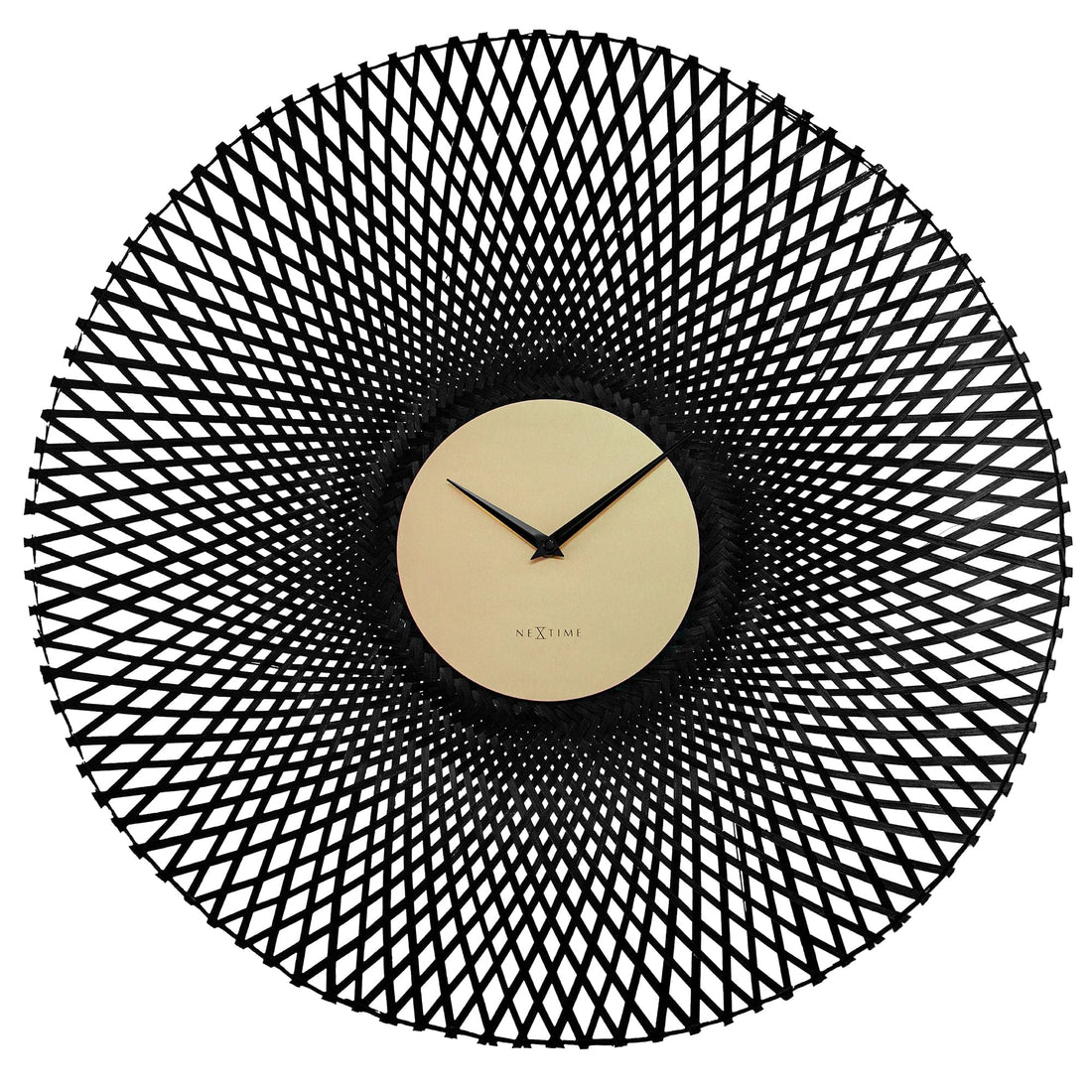 Wall clock 60cm-Silent-Brown/Black-Bamboo-NeXtime 'Vortex' - Goat Corp