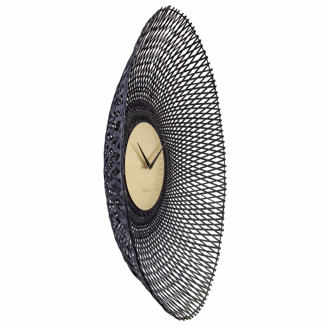 Wall clock 60cm-Silent-Brown/Black-Bamboo-NeXtime 'Vortex' - Goat Corp