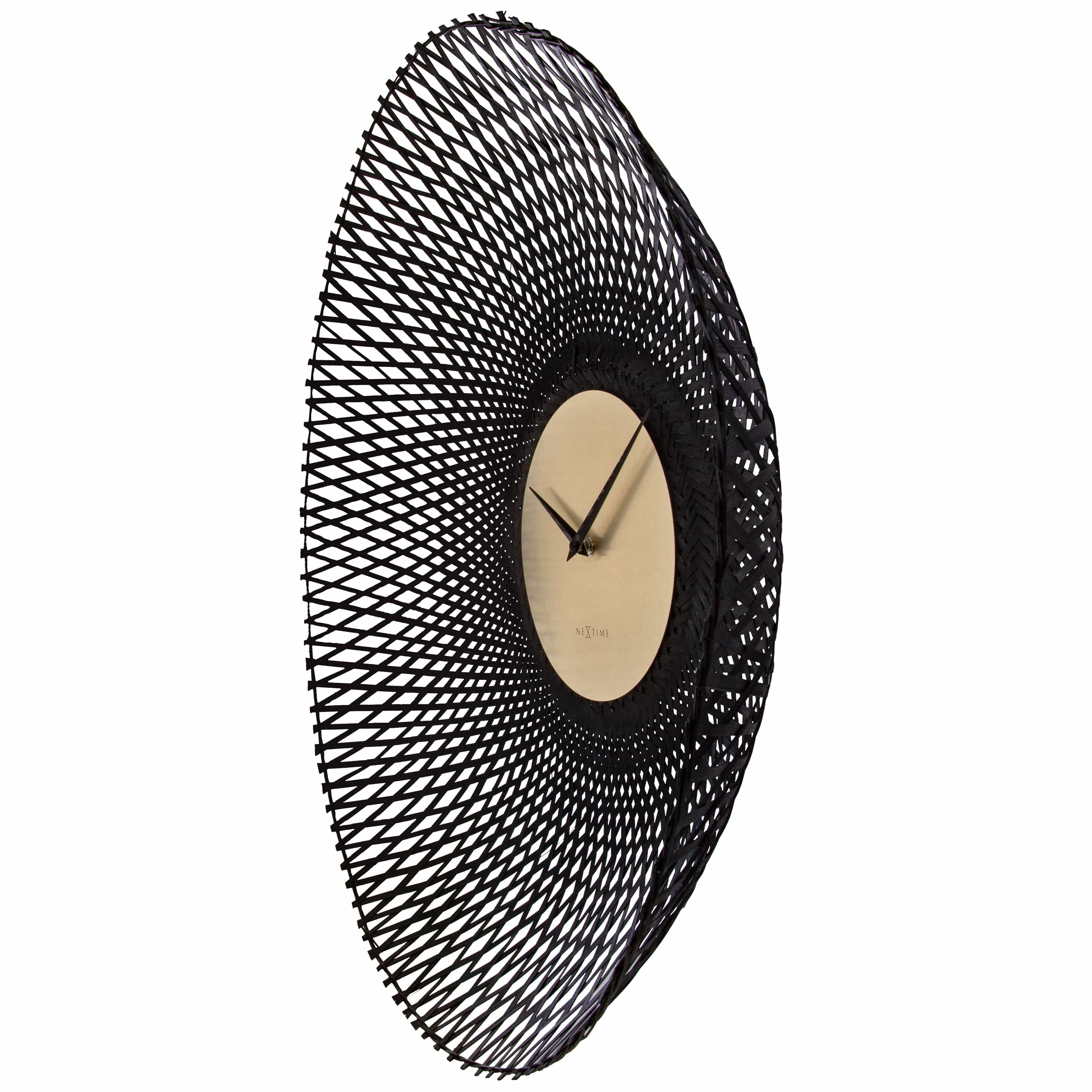 Wall clock 60cm-Silent-Brown/Black-Bamboo-NeXtime 'Vortex' - Goat Corp